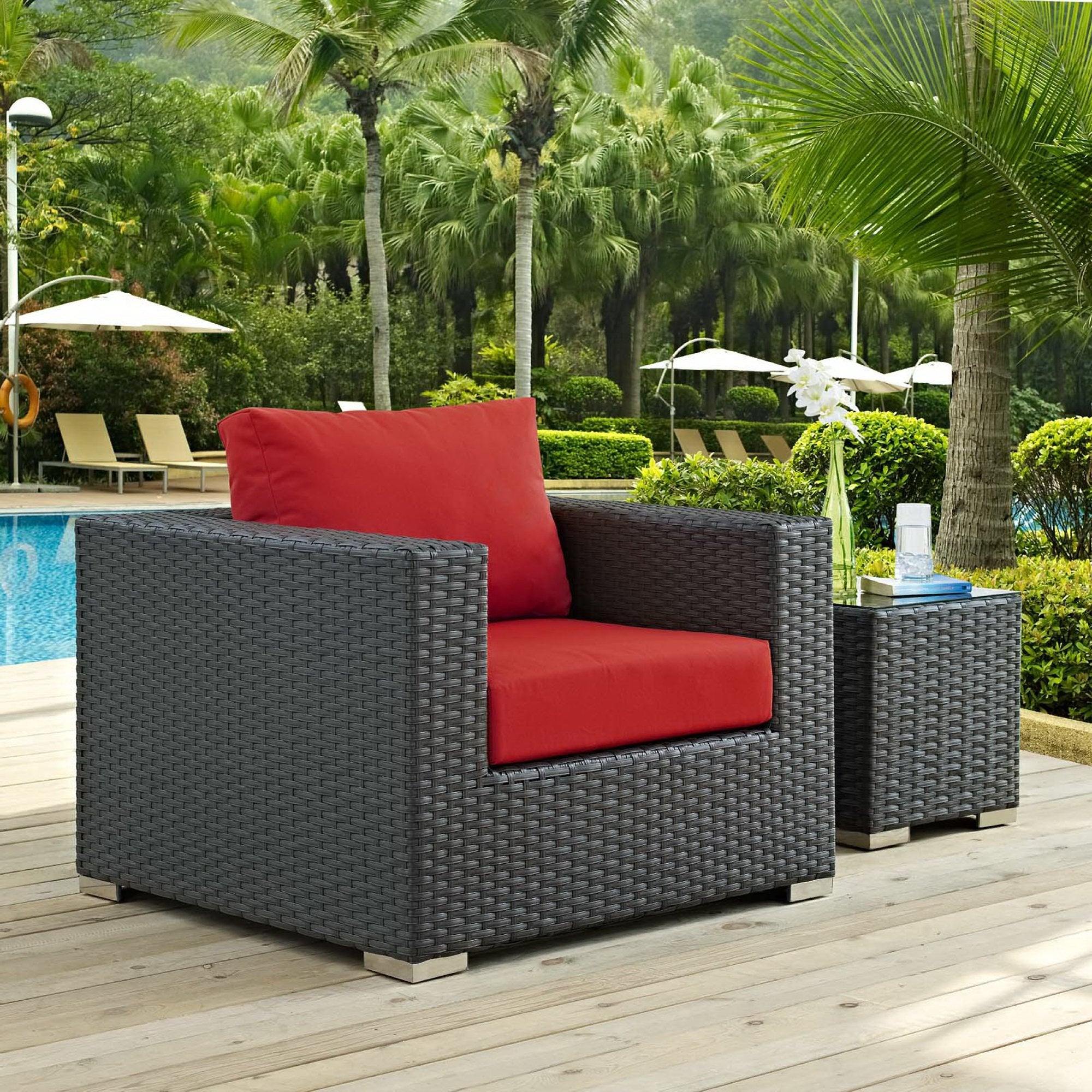 Sojourn Outdoor Patio Sunbrella® Armchair, Canvas Red