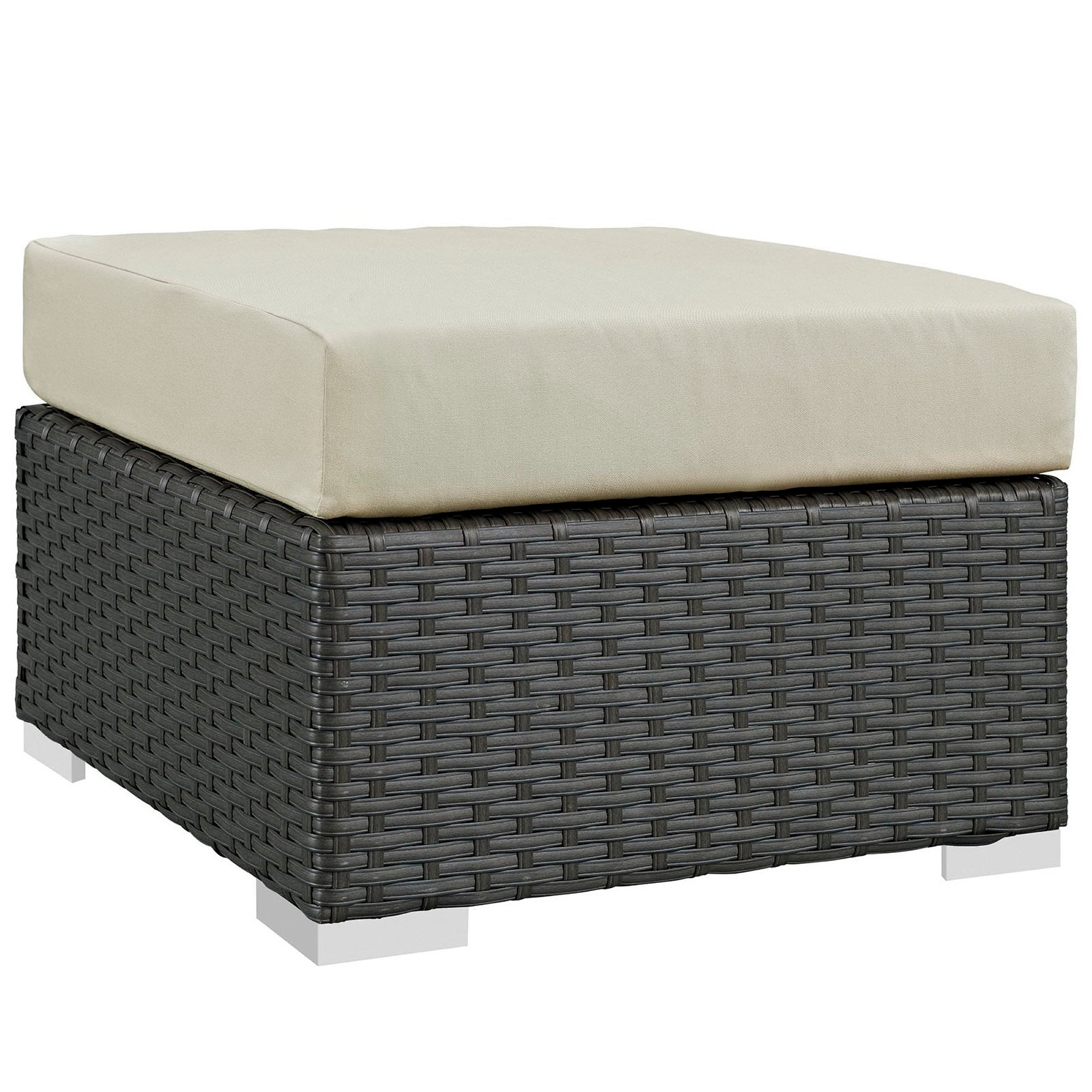 Sojourn Outdoor Patio Sunbrella® Ottoman, Canvas Antique Beige
