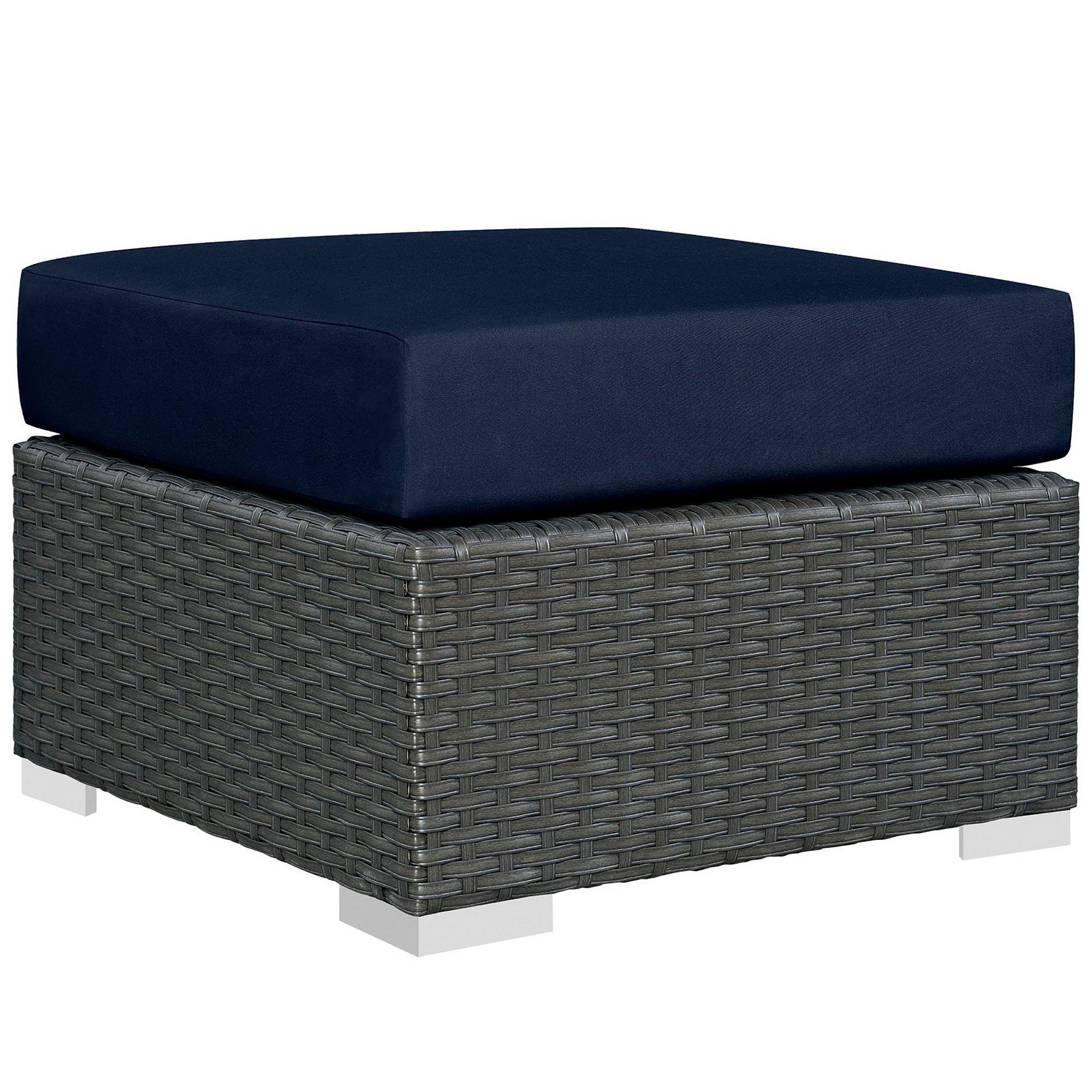 Sojourn Outdoor Patio Sunbrella® Ottoman, Canvas Navy