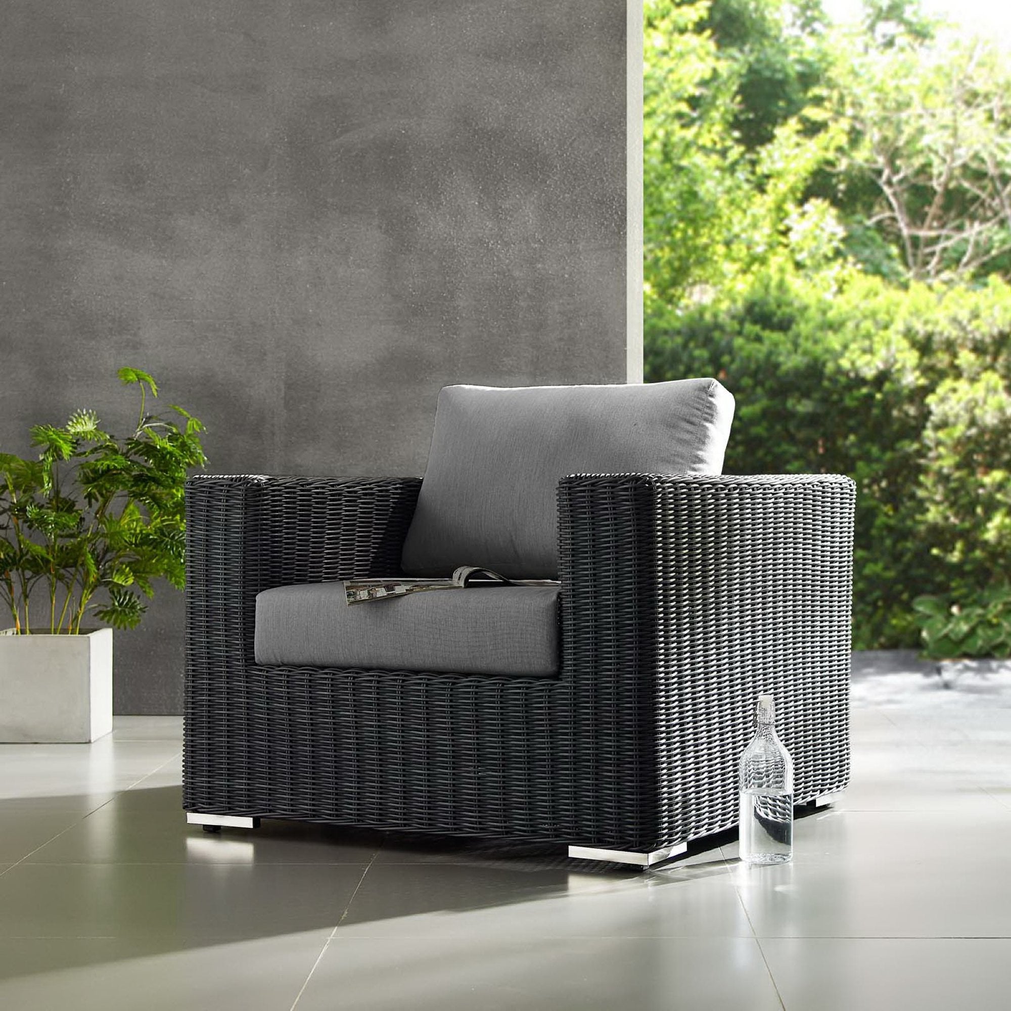 Summon Outdoor Patio Fabric Sunbrella® Armchair, Canvas Gray