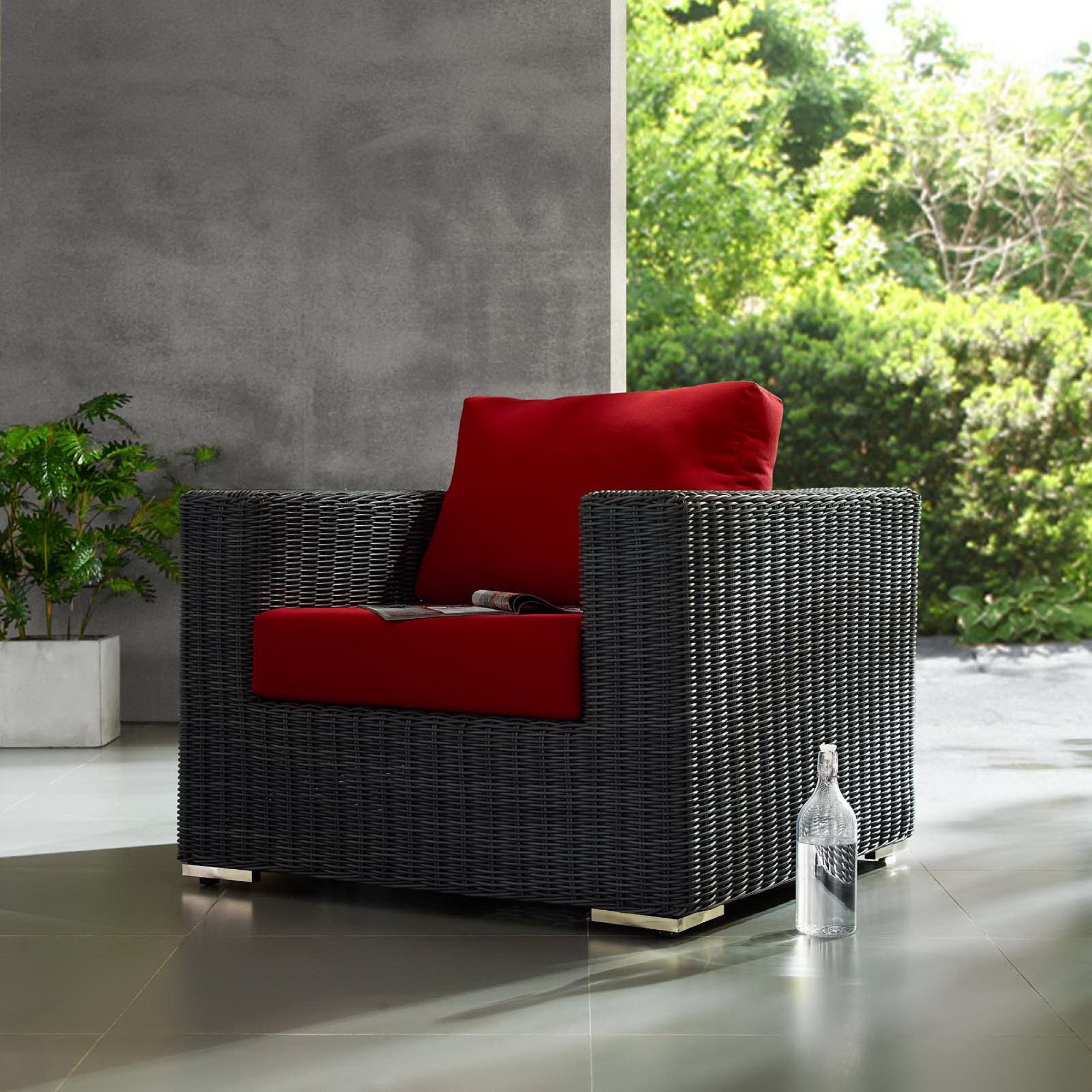 Summon Outdoor Patio Fabric Sunbrella® Armchair, Canvas Red
