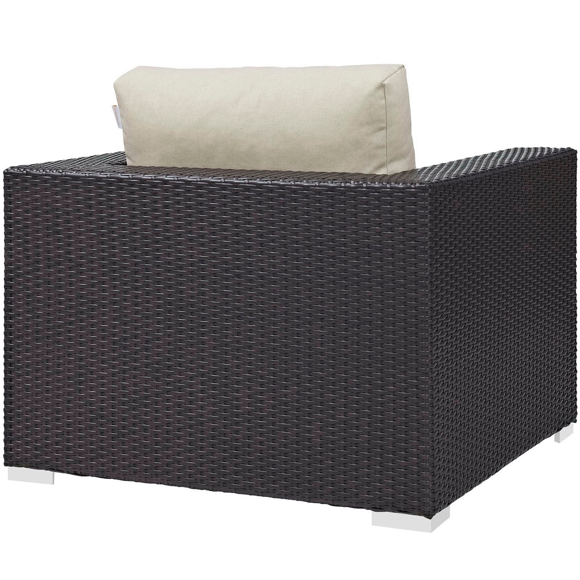 Convene 5 Piece Outdoor Patio Sectional Set, Espresso Beige