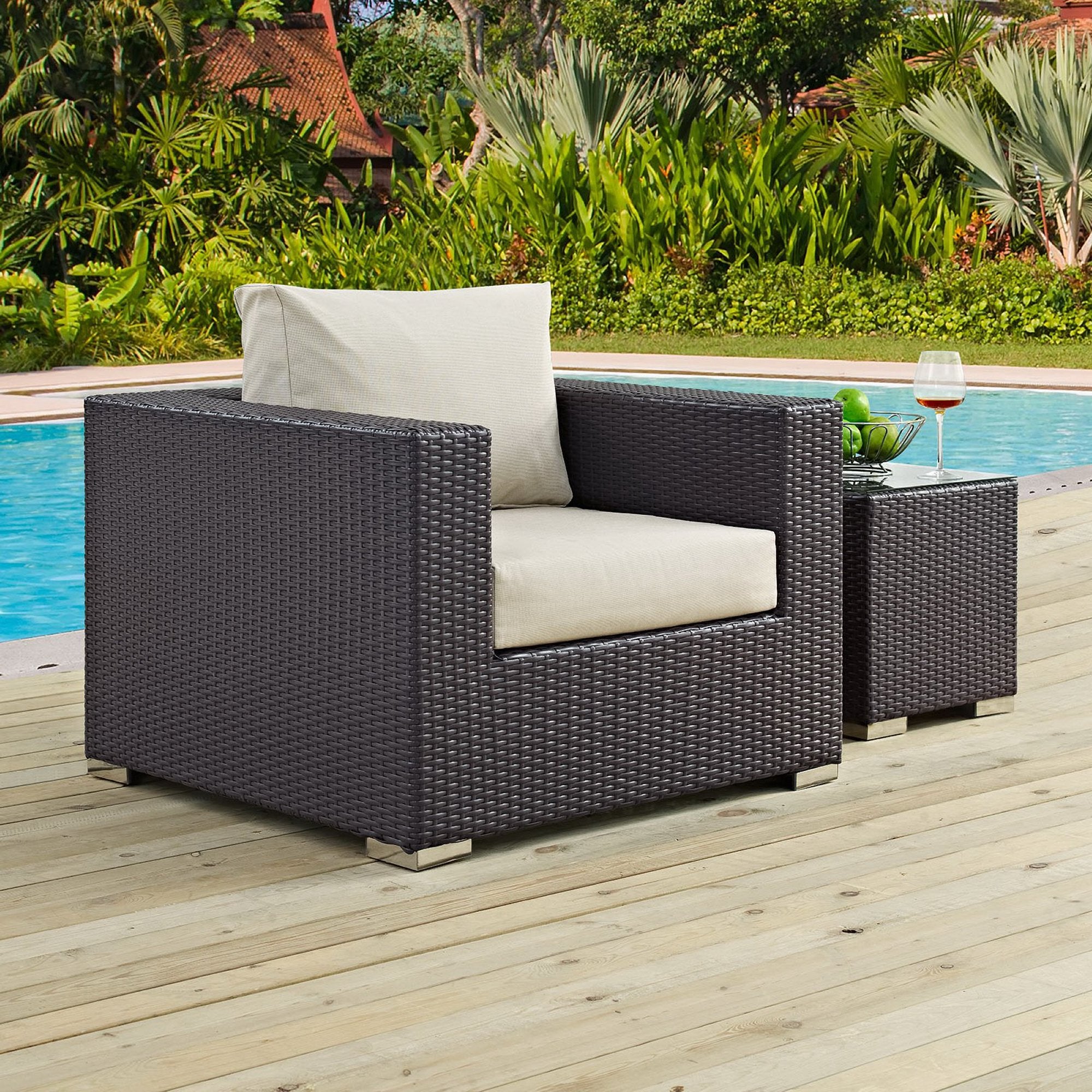 Convene Outdoor Patio Armchair, Espresso Beige