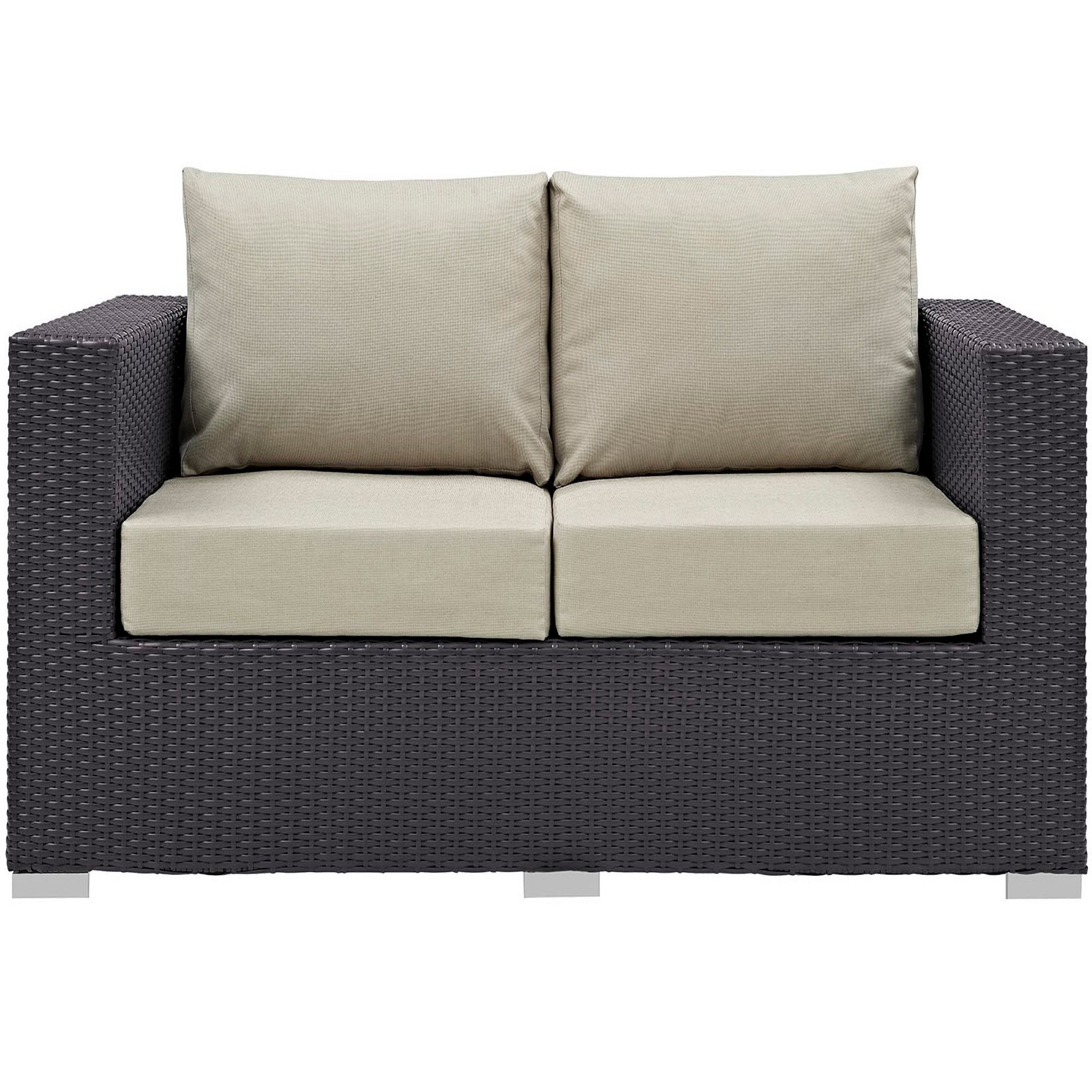 Convene Outdoor Patio Loveseat, Espresso Beige