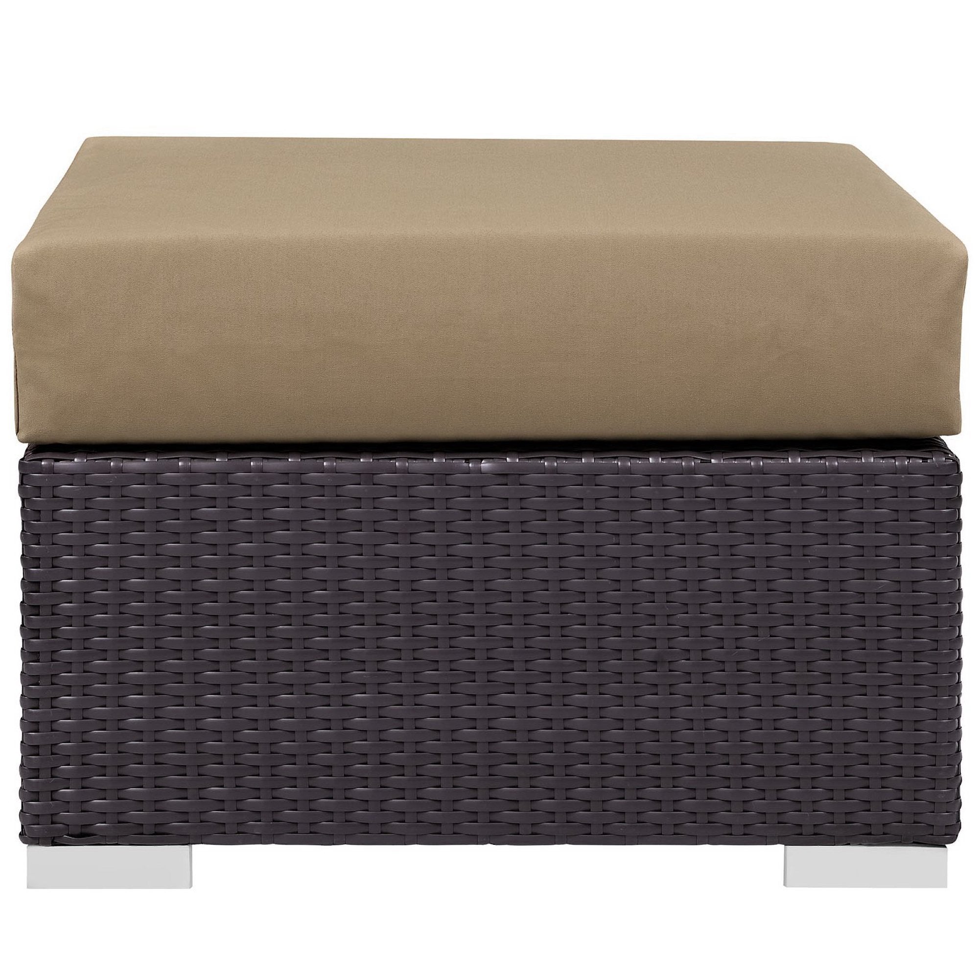 Convene Outdoor Patio Fabric Square Ottoman, Espresso Mocha