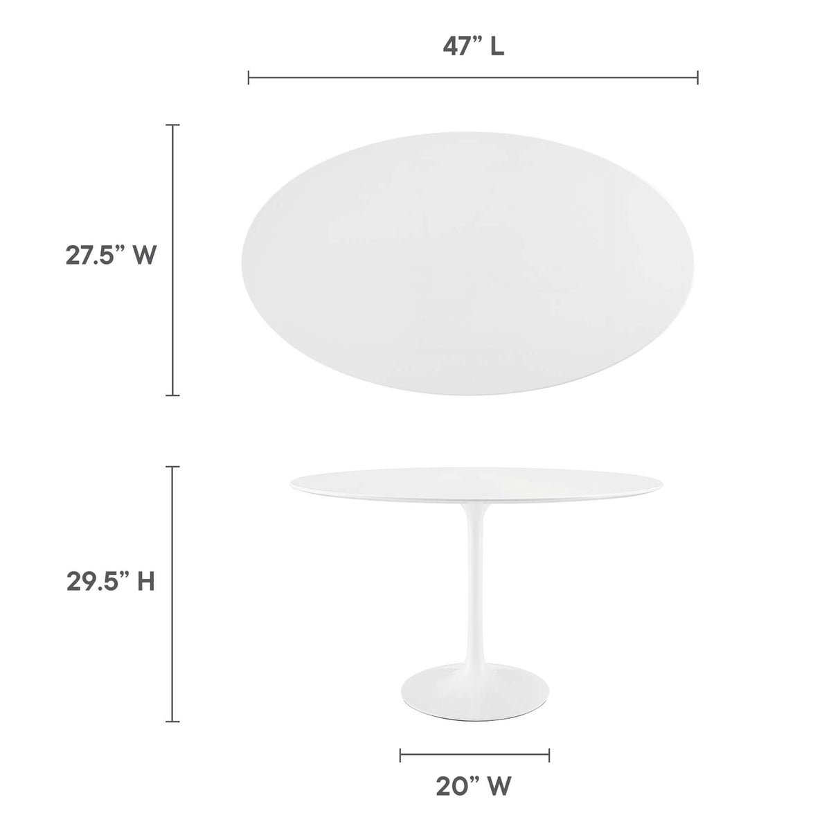Lippa 48" Oval Wood Dining Table, White