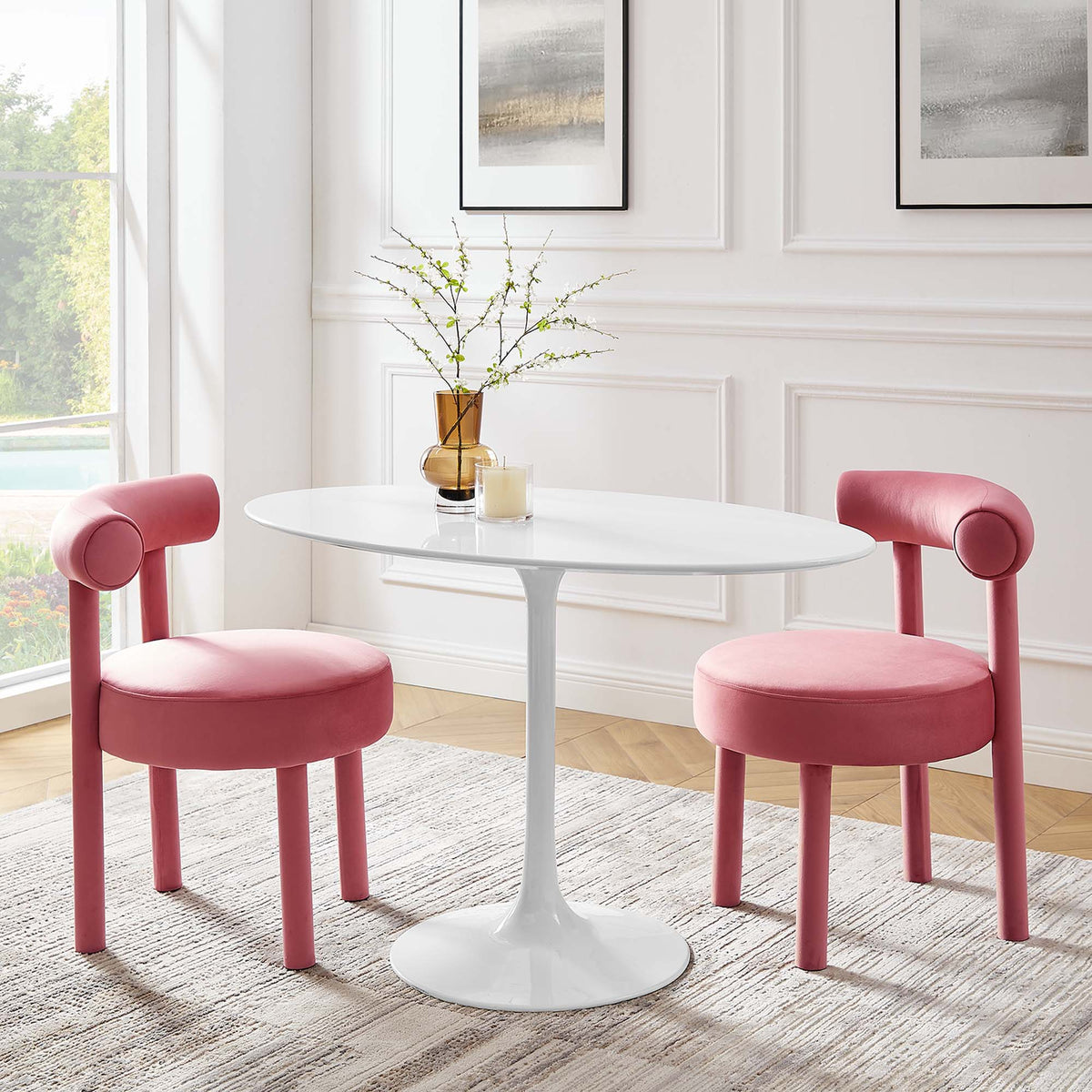 Lippa 48" Oval Wood Dining Table, White