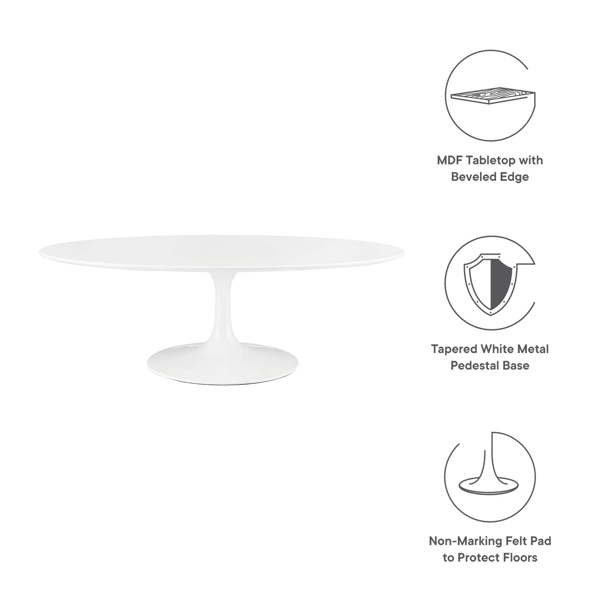 Lippa 48" Oval-Shaped Wood Coffee Table, White