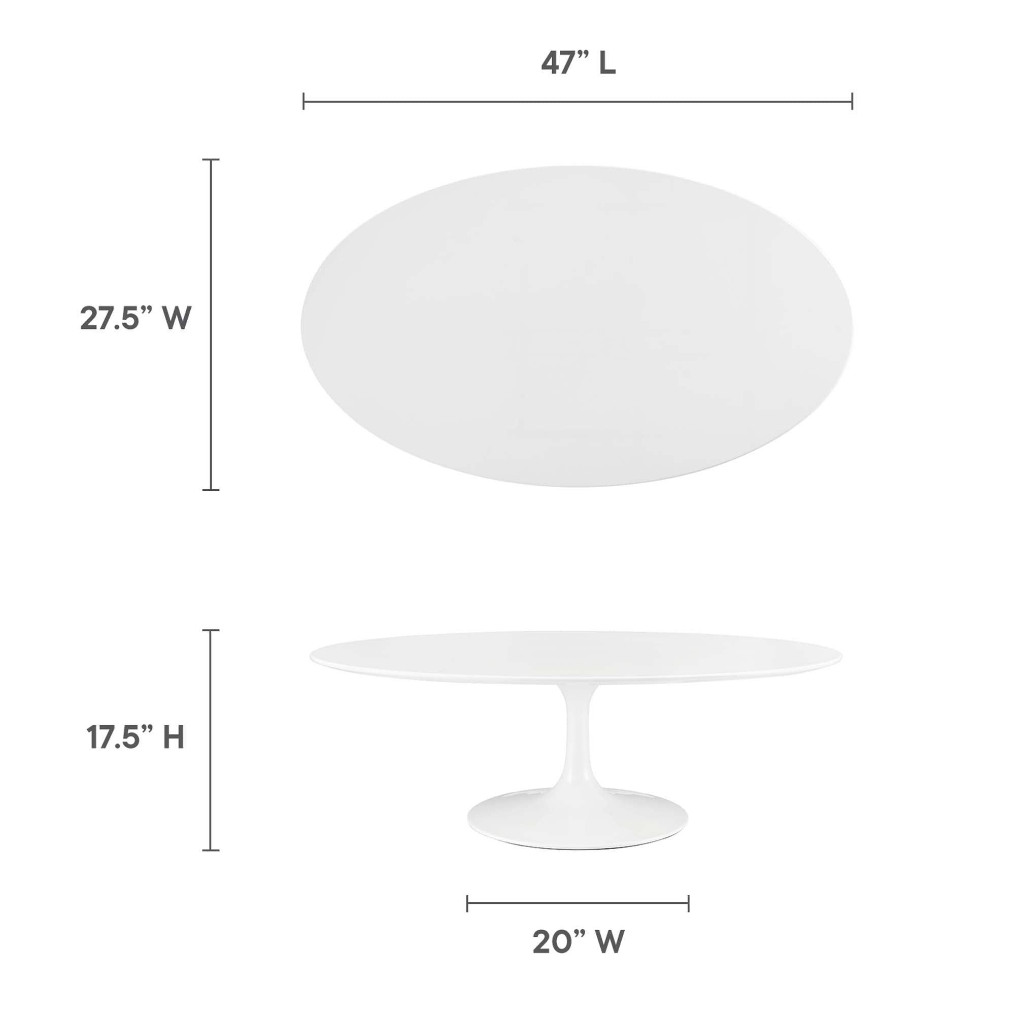 Lippa 48" Oval-Shaped Wood Coffee Table, White