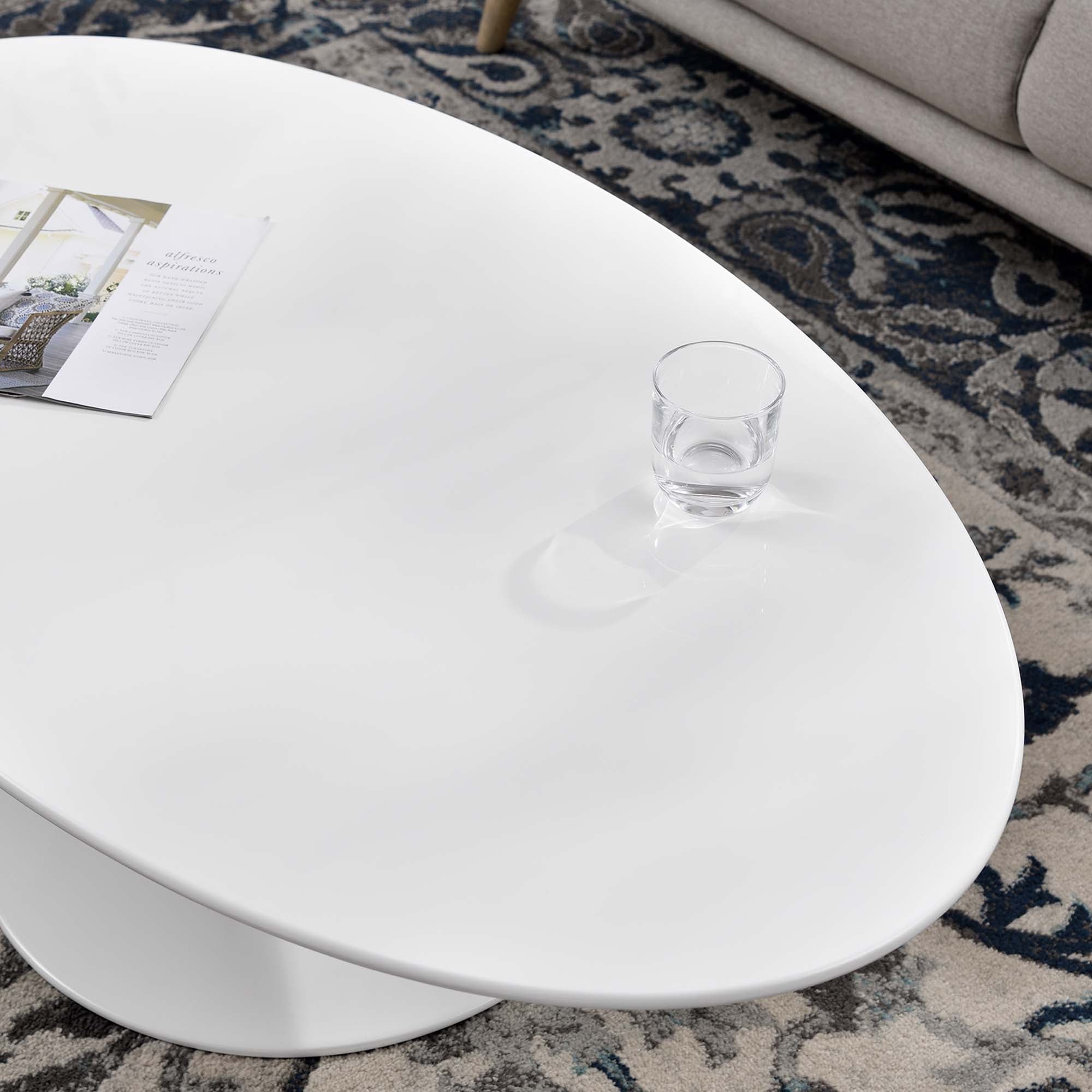 Lippa 48" Oval-Shaped Wood Coffee Table, White