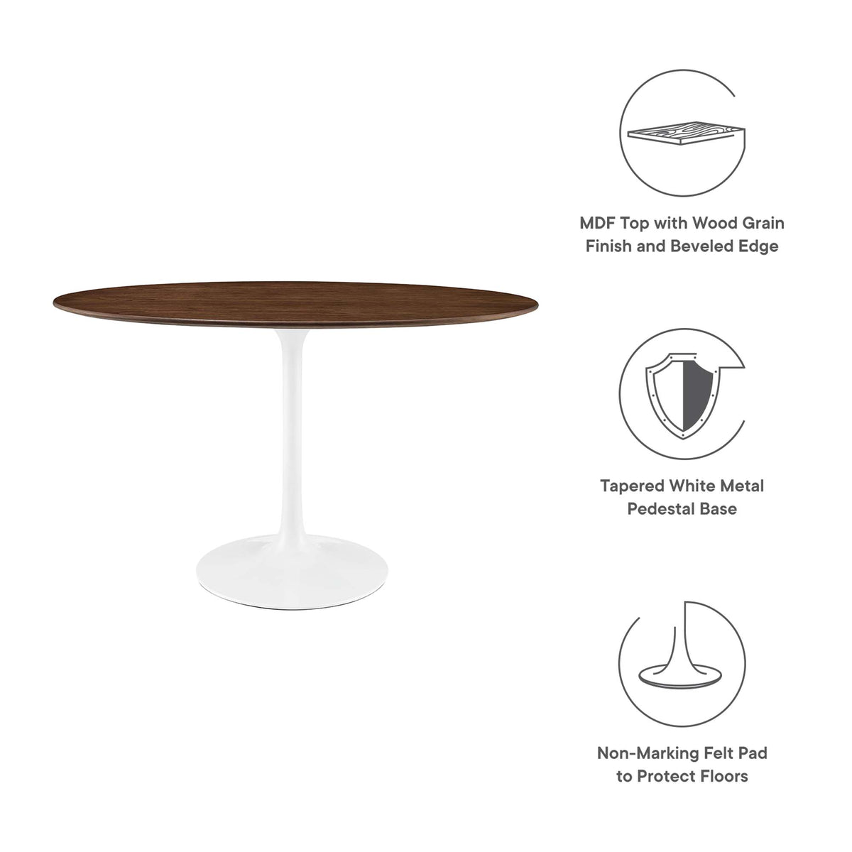 Lippa 48" Oval Wood Dining Table, Walnut