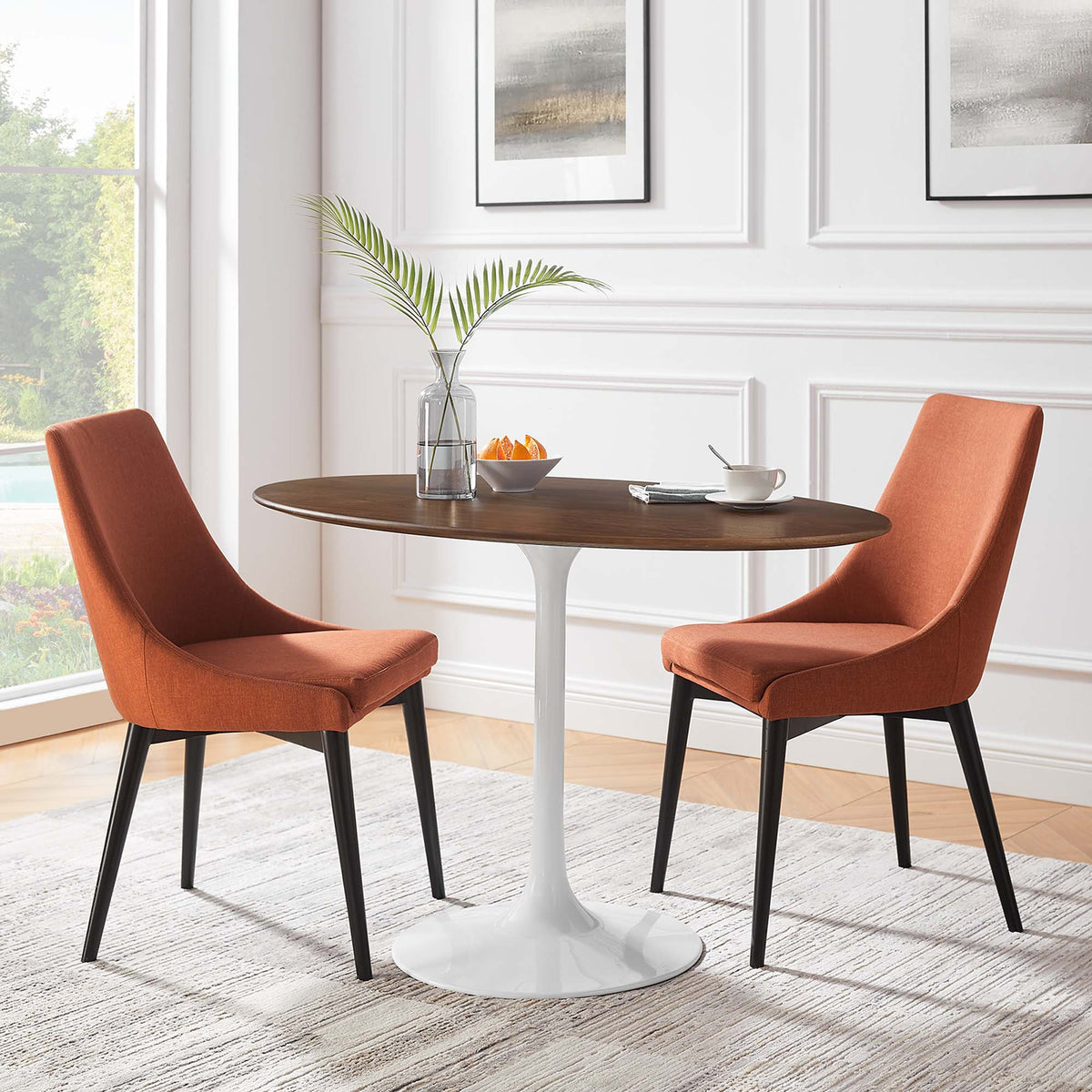 Lippa 48" Oval Wood Dining Table, Walnut