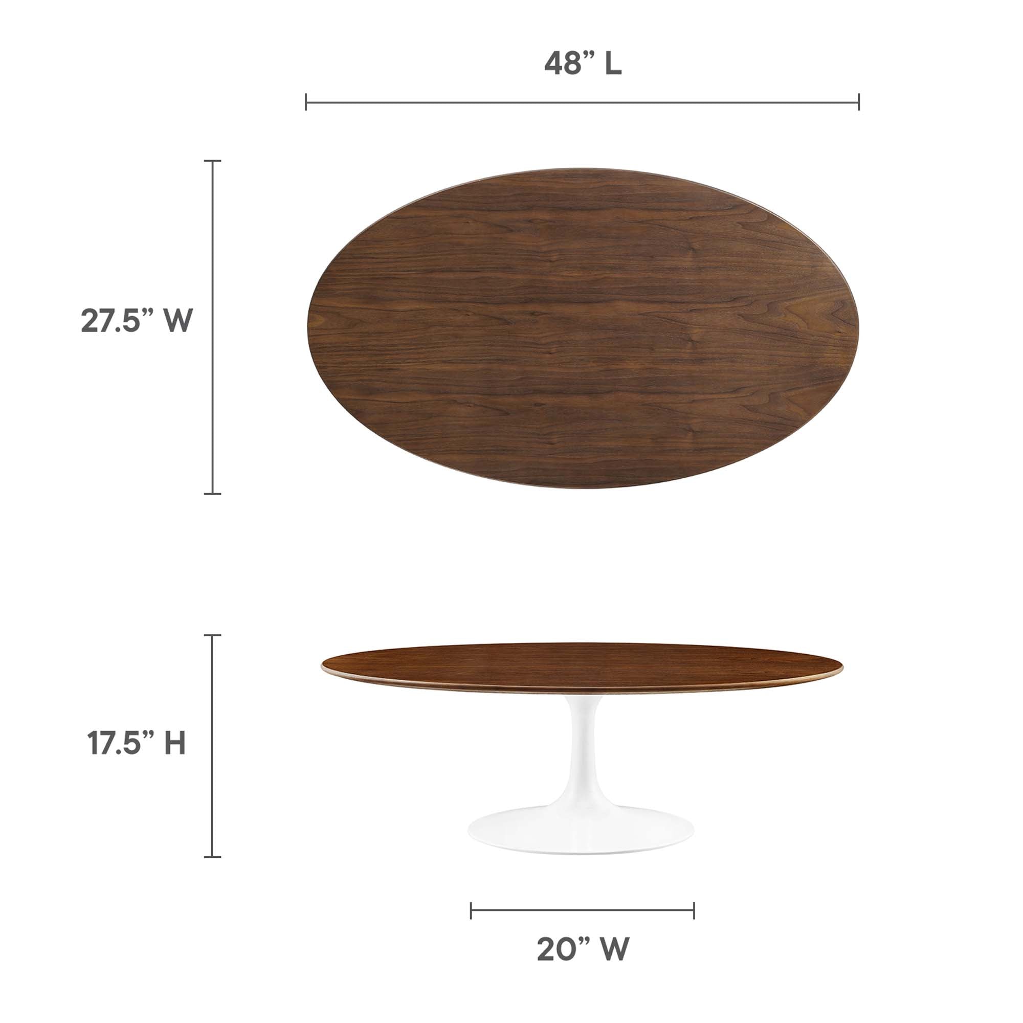 Lippa 48" Oval Wood Coffee Table, Walnut