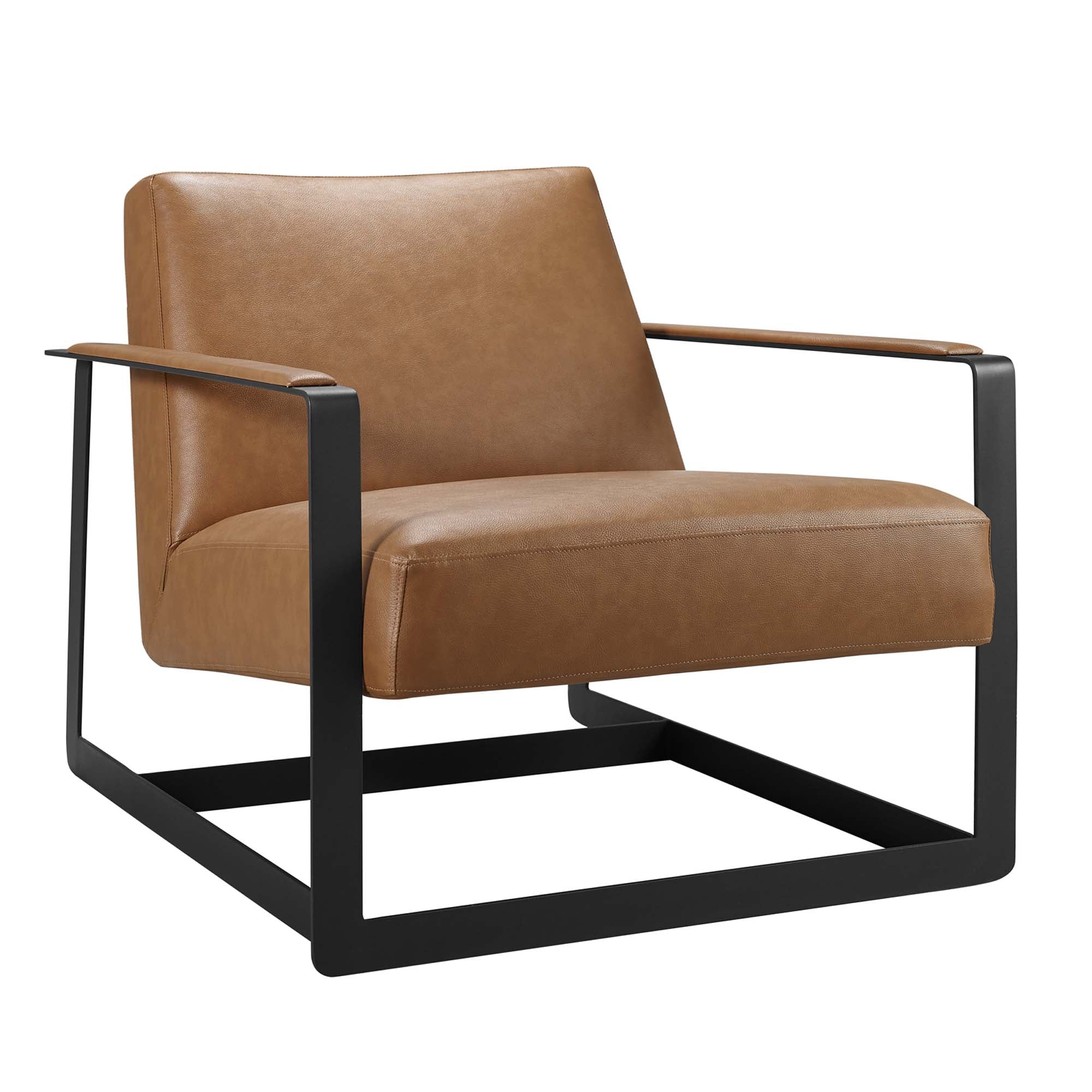 Seg Vegan Leather Accent Chair, Tan