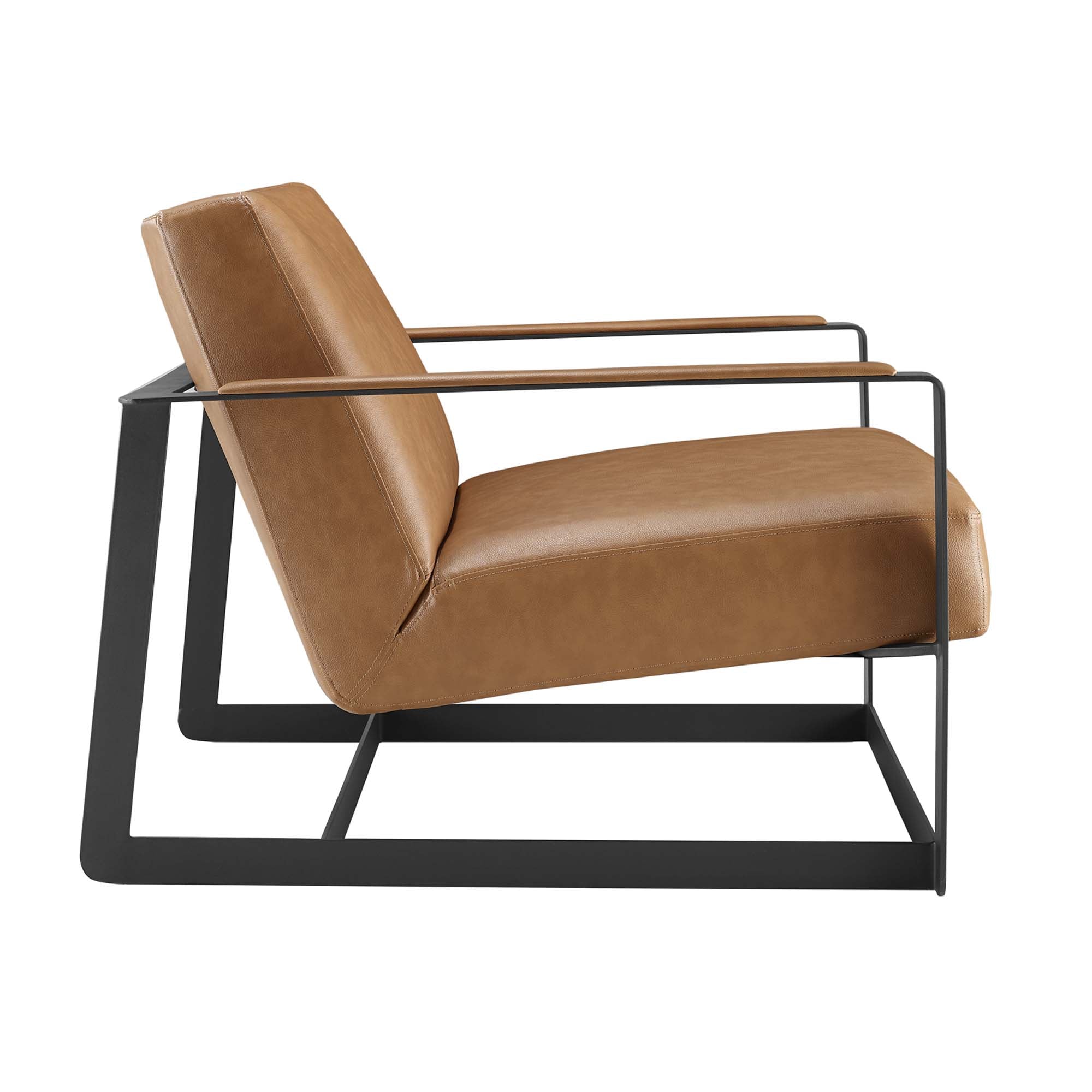 Seg Vegan Leather Accent Chair, Tan