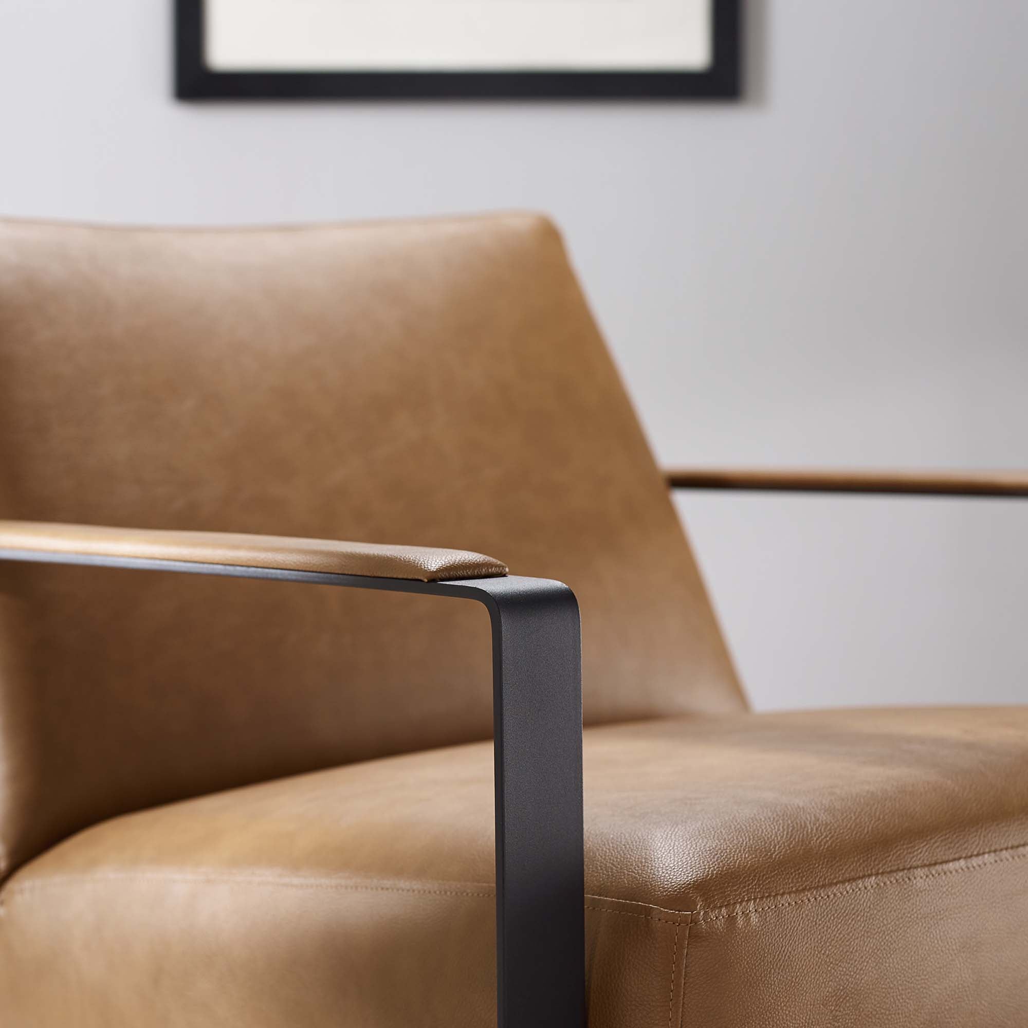 Seg Vegan Leather Accent Chair, Tan