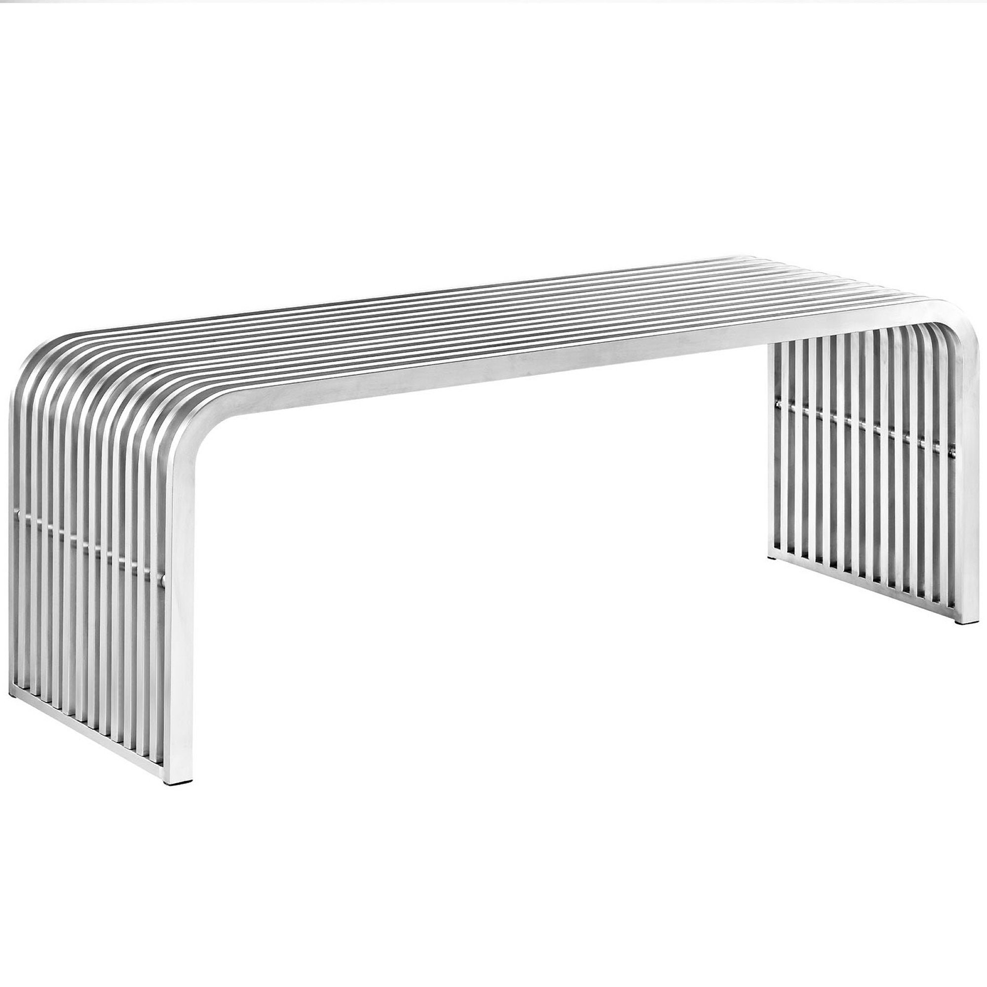 Pipe 47" Stainless Steel Bench, Silver