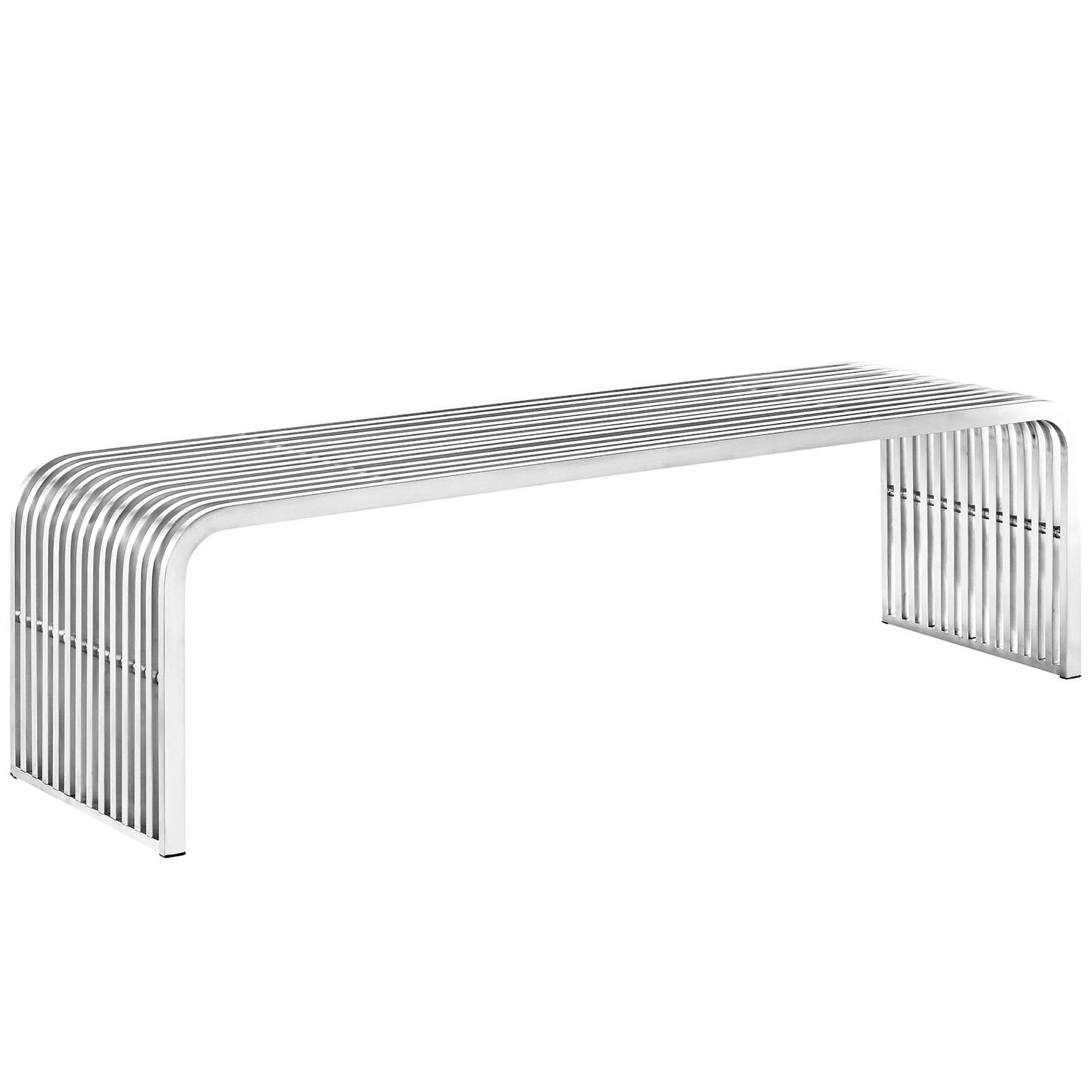 Pipe 60" Stainless Steel Bench, Silver