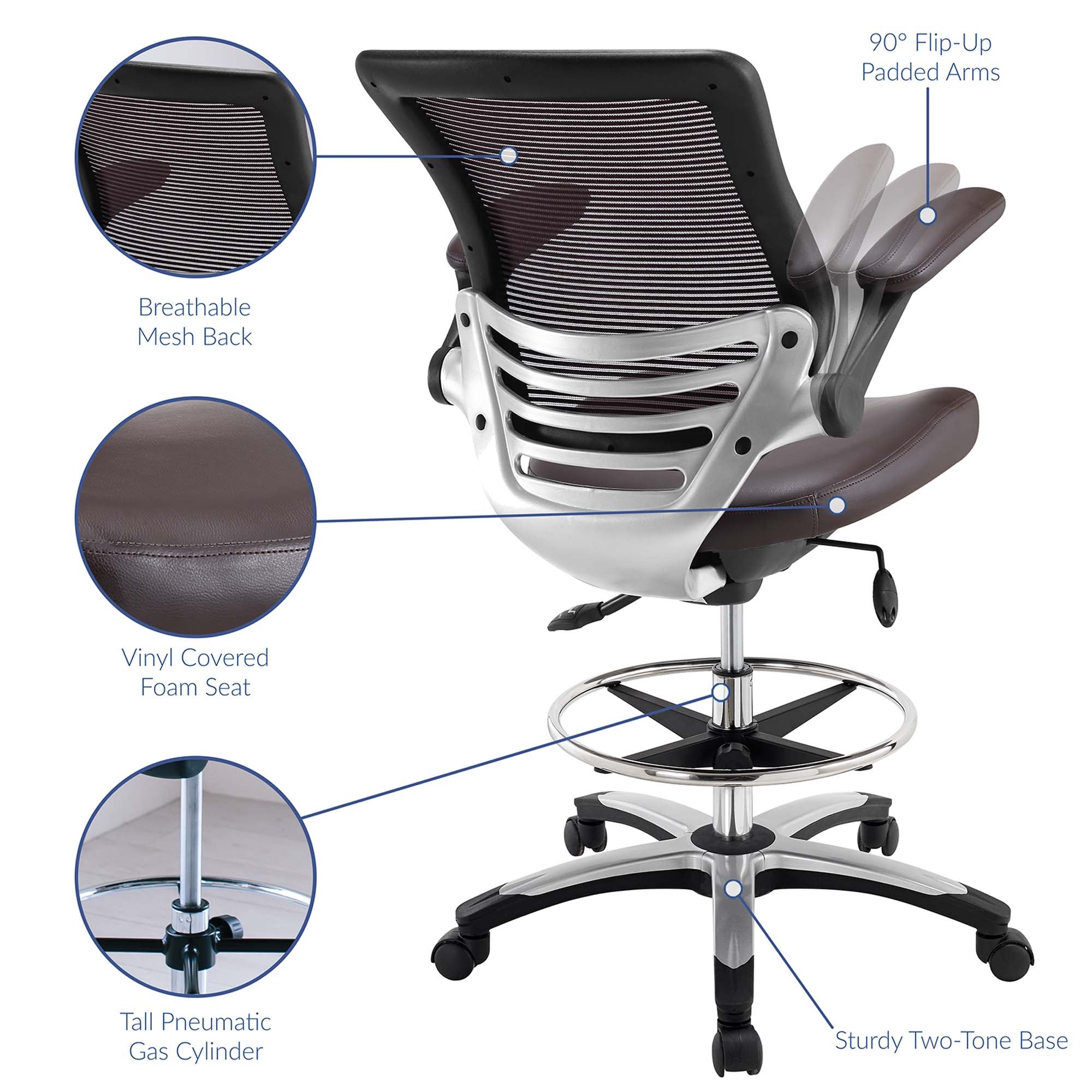 Edge Drafting Chair, Brown