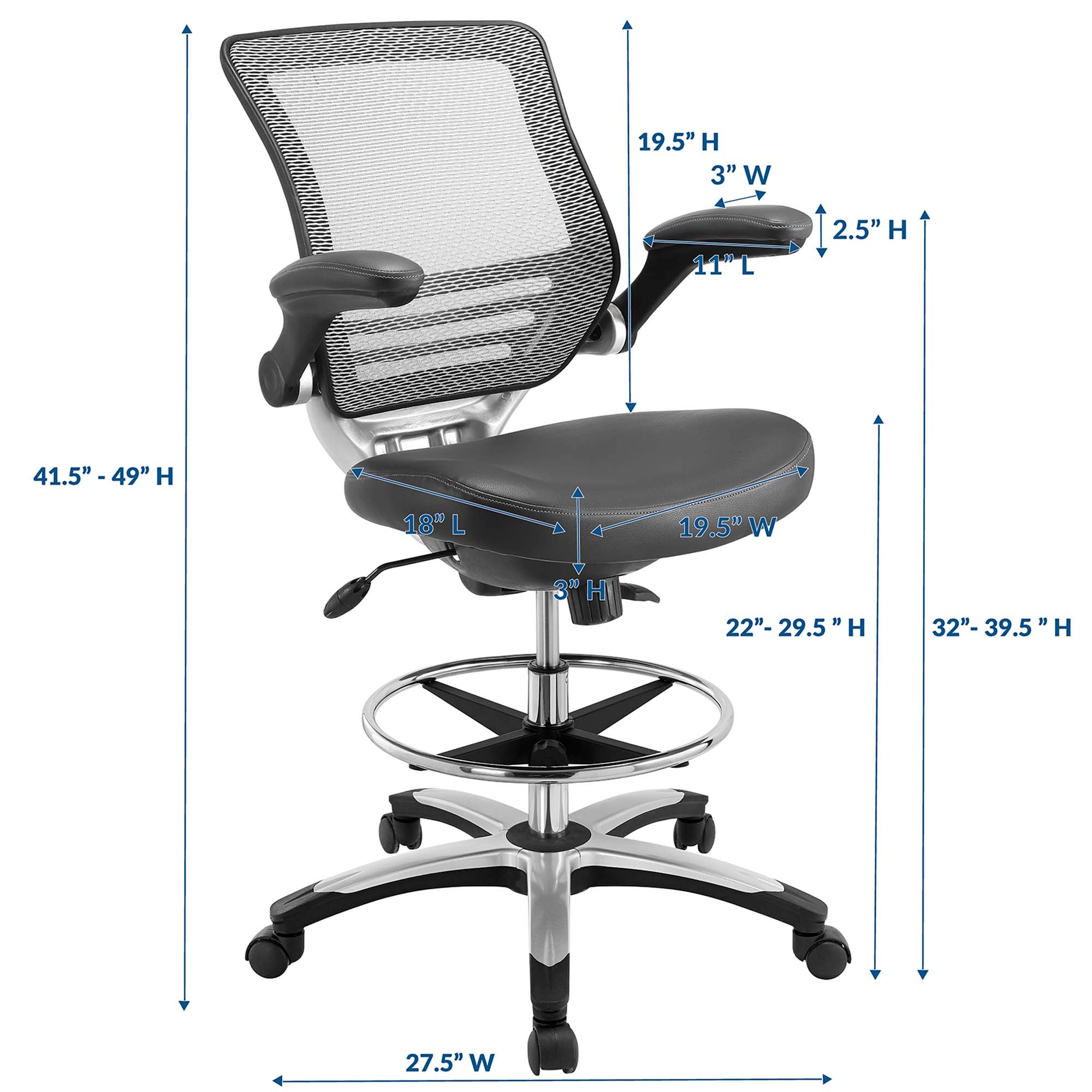 Edge Drafting Chair, Gray