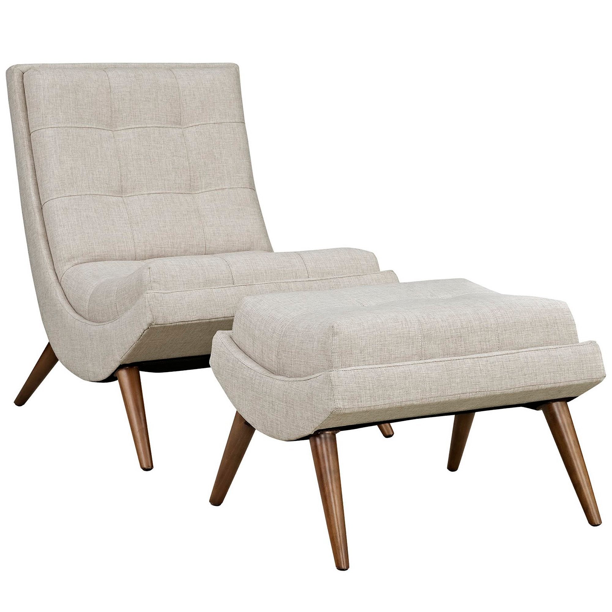 Ramp Upholstered Fabric Lounge Chair Set, Sand