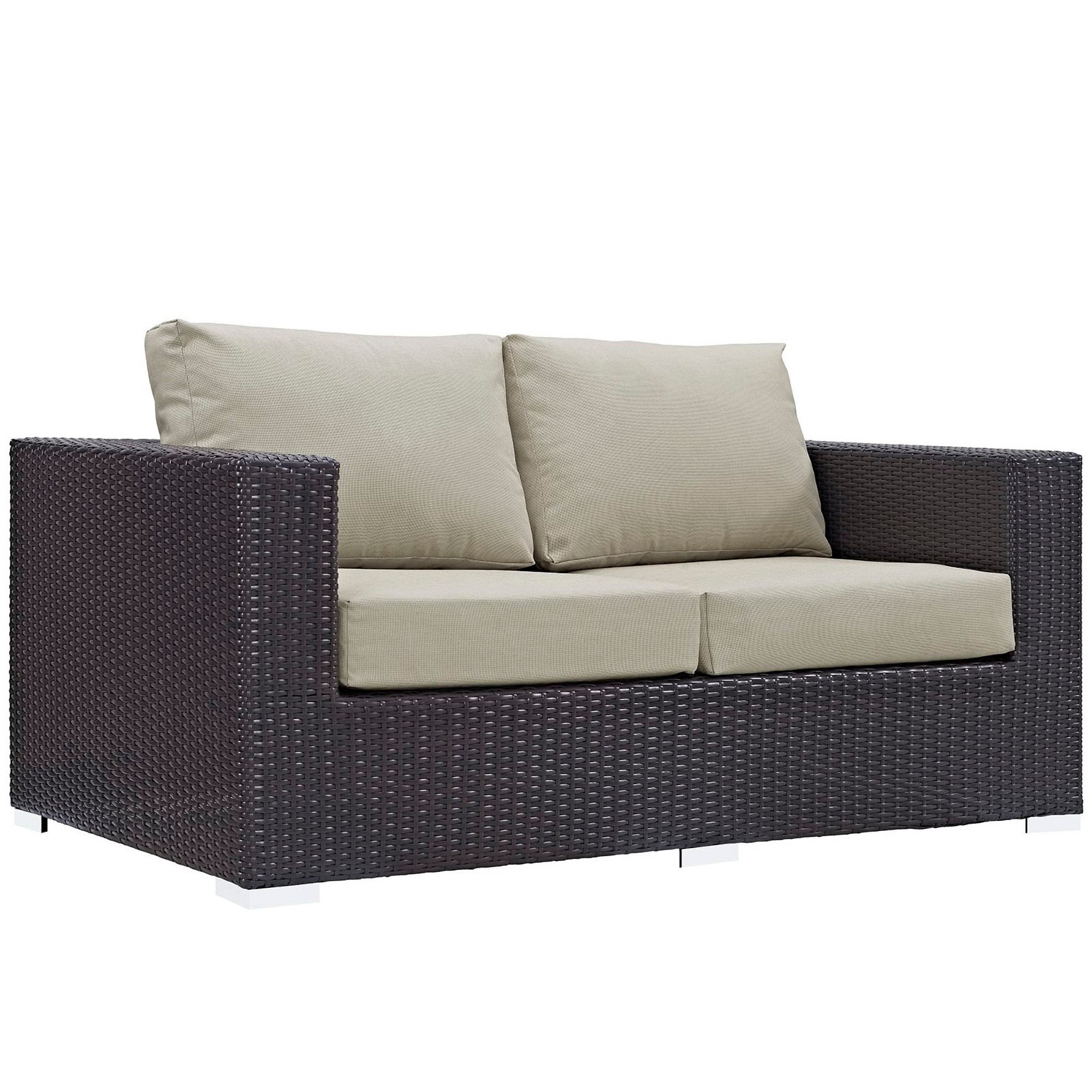 Convene 5 Piece Outdoor Patio Sofa Set, Espresso Beige