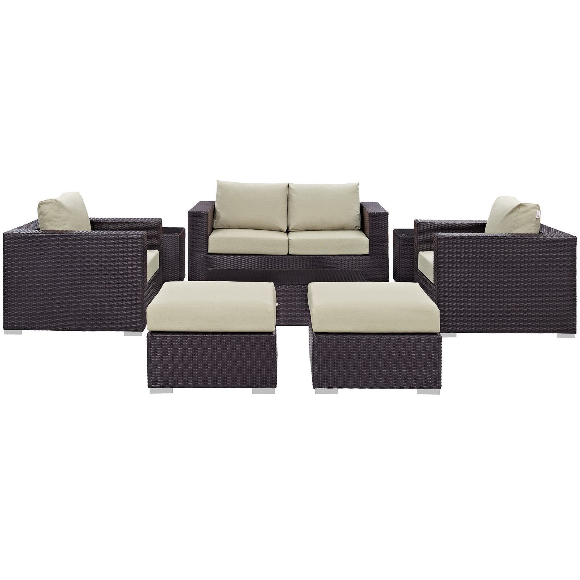 Convene 8 Piece Outdoor Patio Sofa Set, Espresso Beige