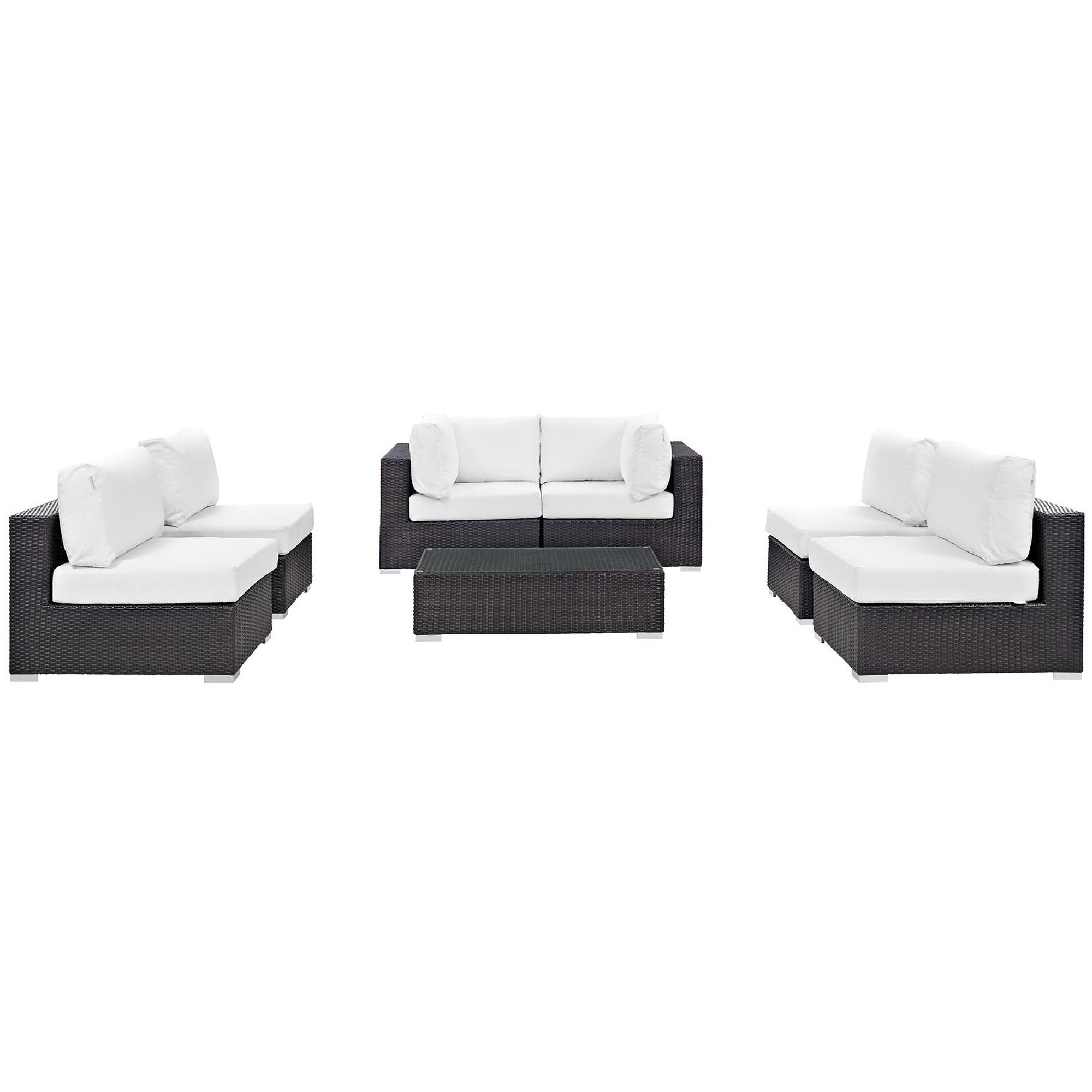 Convene 7 Piece Outdoor Patio Sectional Set, Espresso White