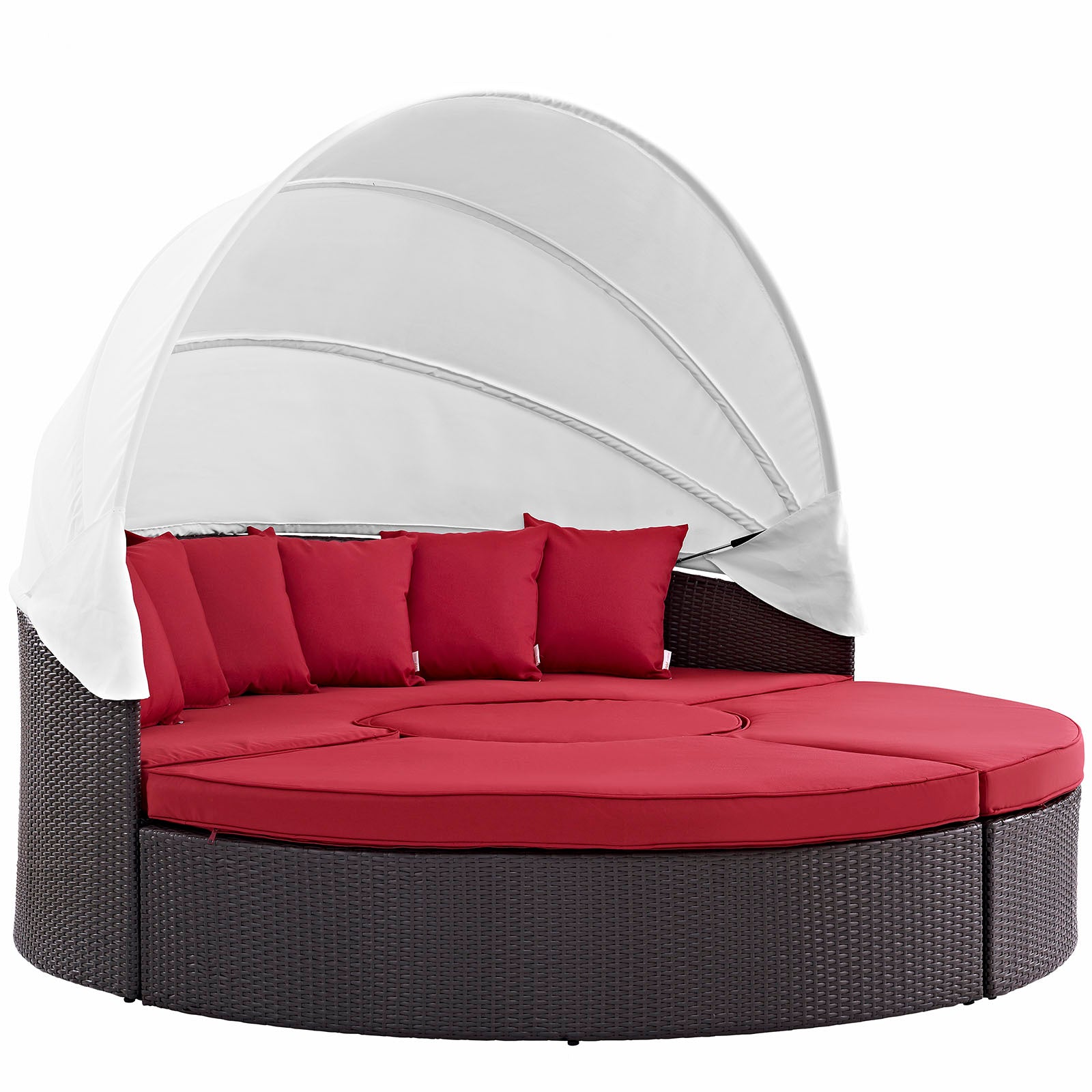Mithen Large Espresso Red Outdoor Sectional Daybed – Powder-Coated Aluminum Frame