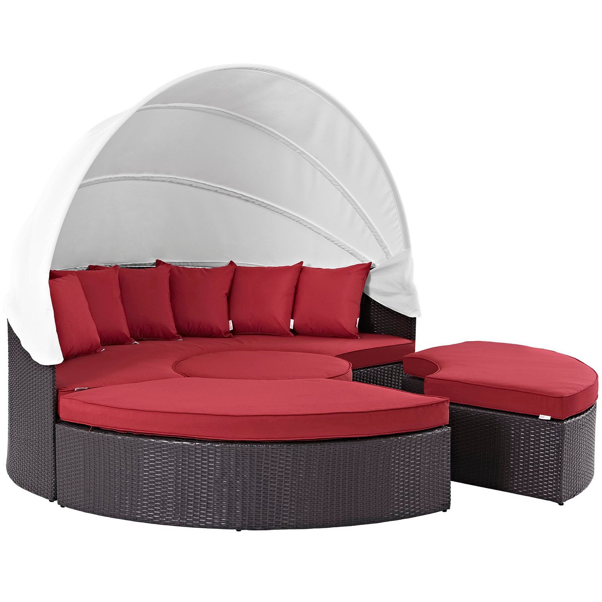 Mithen Large Espresso Red Outdoor Sectional Daybed Powder-Coated Aluminum Frame