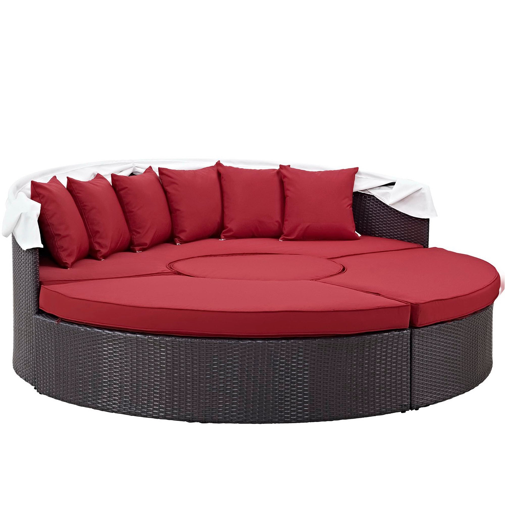 Mithen Large Espresso Red Outdoor Sectional Daybed Powder-Coated Aluminum Frame