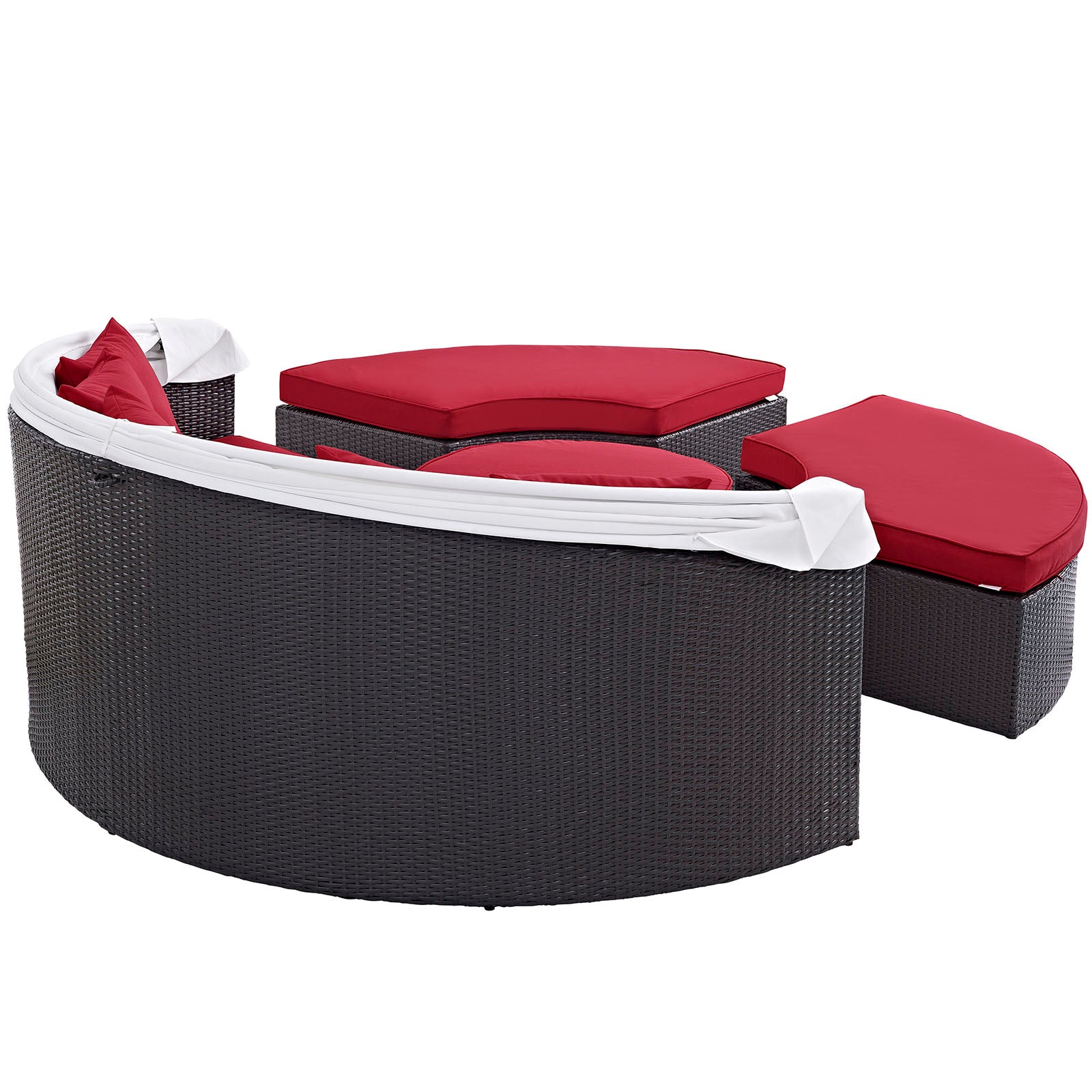 Mithen Large Espresso Red Outdoor Sectional Daybed – Powder-Coated Aluminum Frame