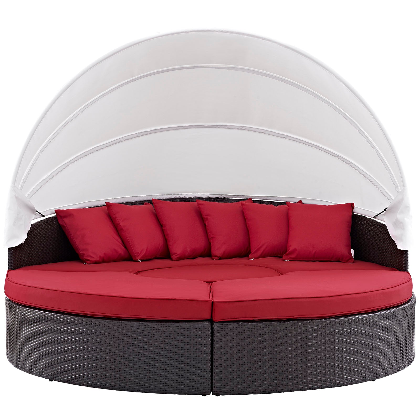 Mithen Large Espresso Red Outdoor Sectional Daybed – Powder-Coated Aluminum Frame