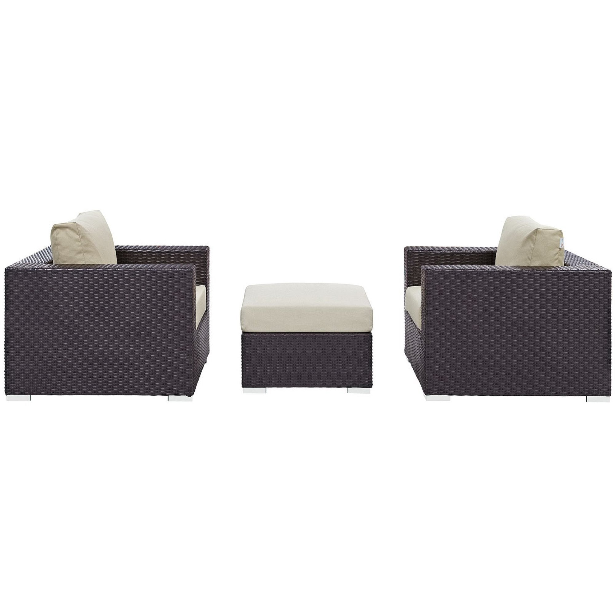 Convene 3 Piece Outdoor Patio Sofa Set, Espresso Beige