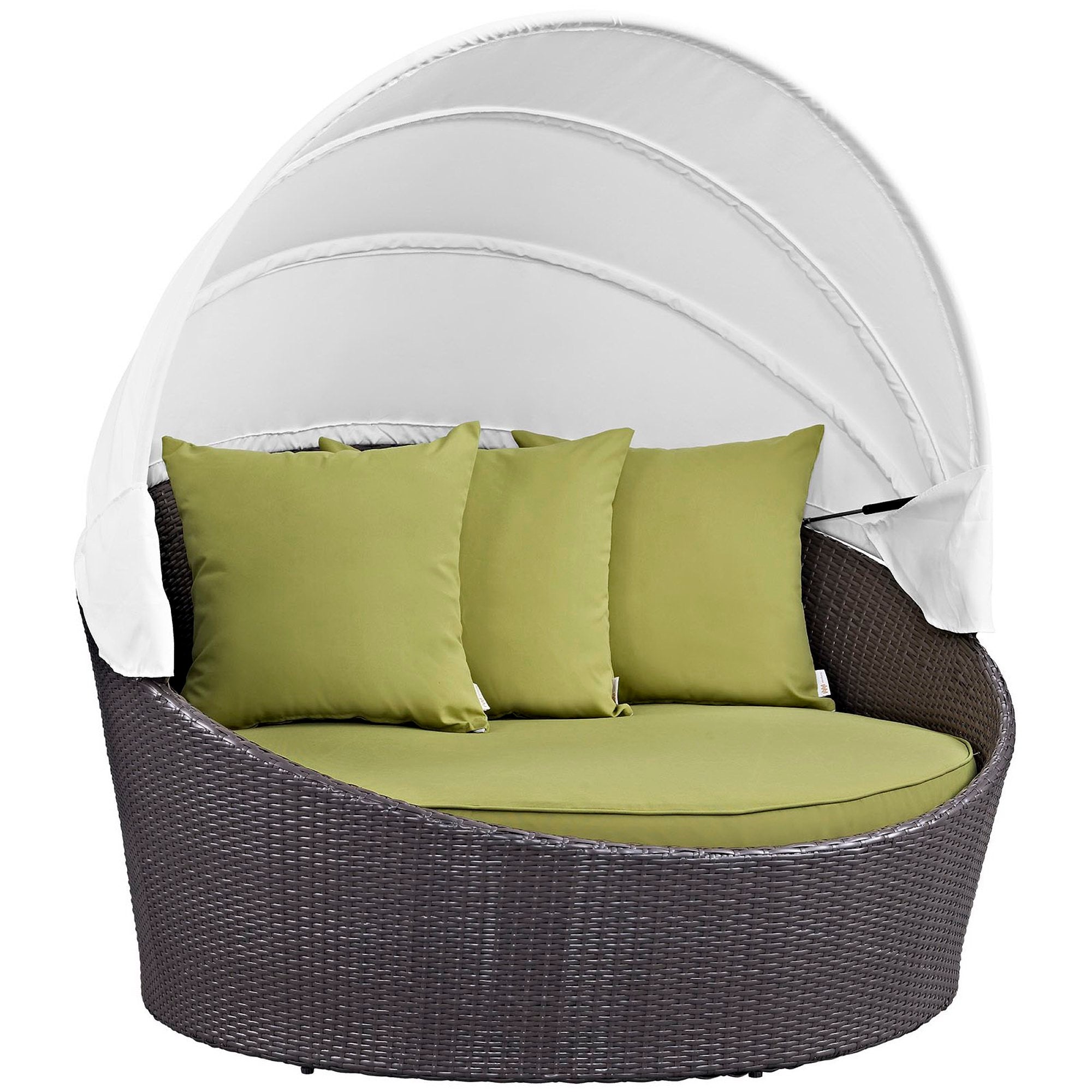 Novis Espresso Peridot Rattan Patio Daybed Powder-Coated Aluminum Canopy Bed