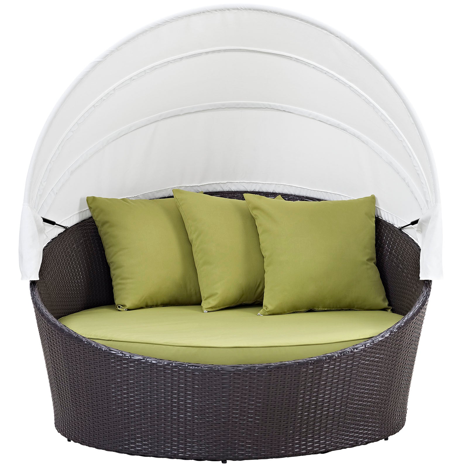 Novis Espresso Peridot Rattan Patio Daybed – Powder-Coated Aluminum Canopy Bed