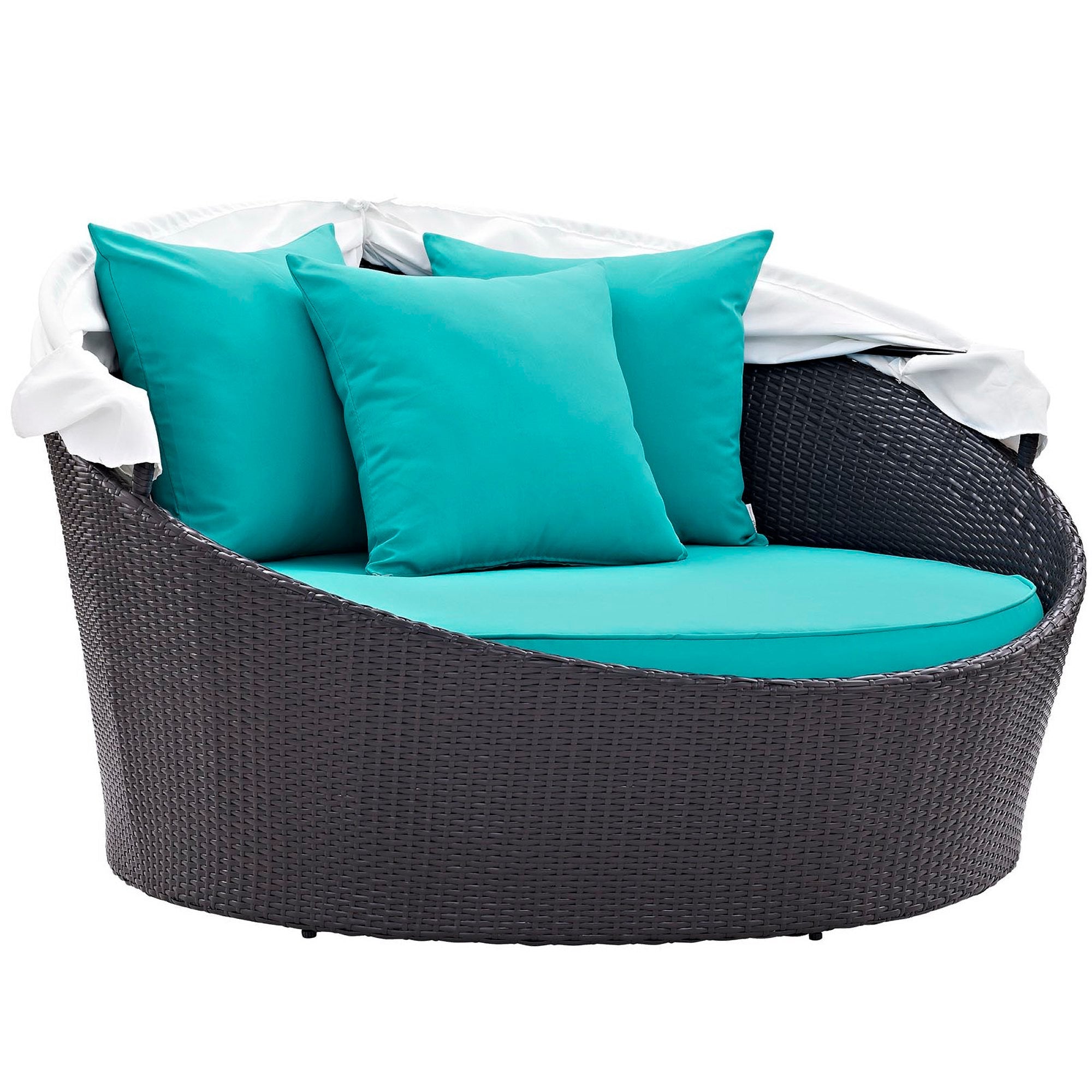 Convene Canopy Outdoor Patio Daybed, Espresso Turquoise