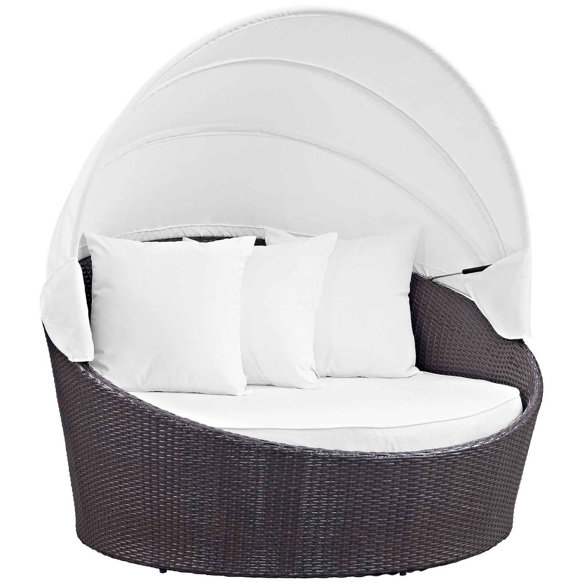Convene Canopy Outdoor Patio Daybed, Espresso White