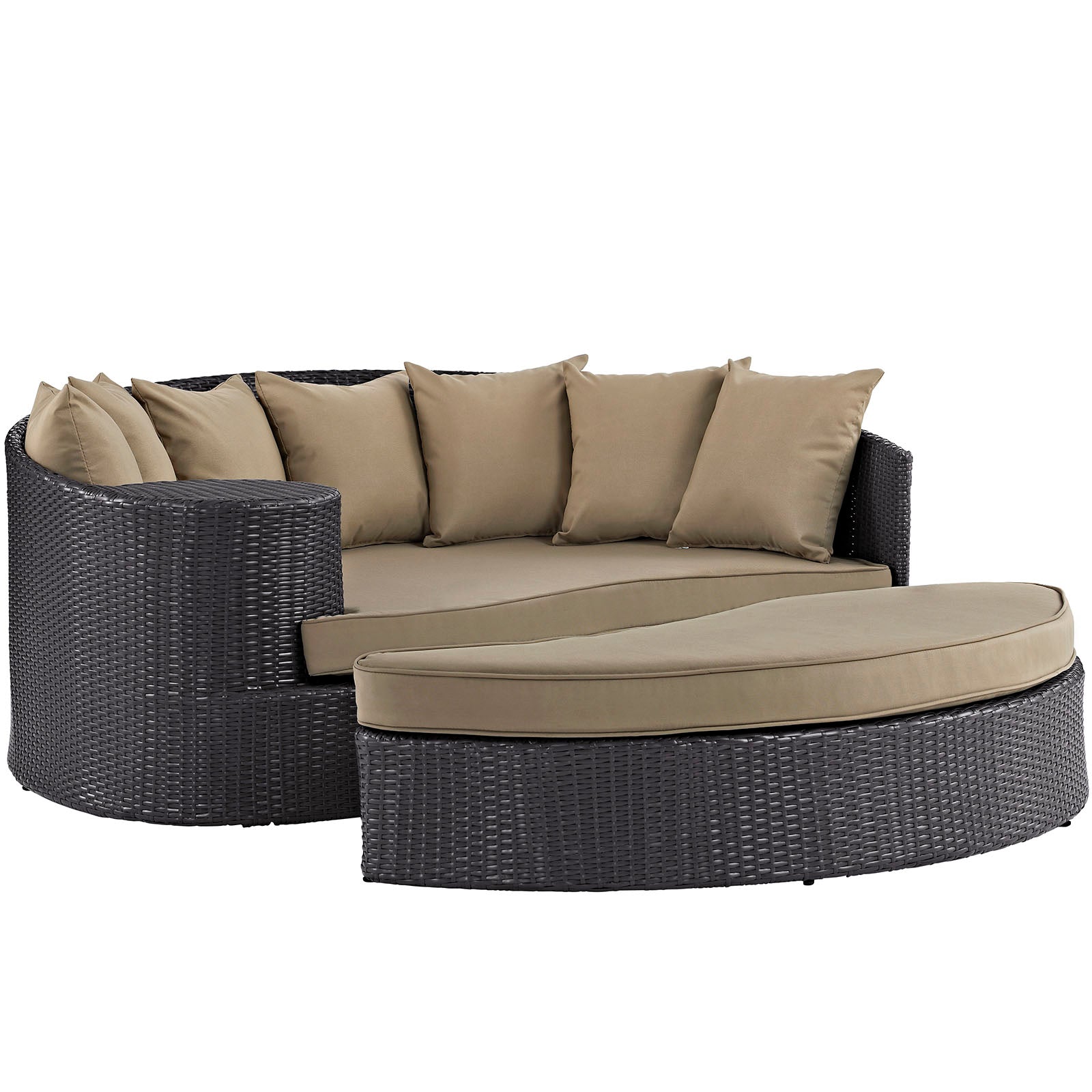 Orval Outdoor Synthetic Rattan Patio Daybed – All-Weather Modular Lounge with Ottoman