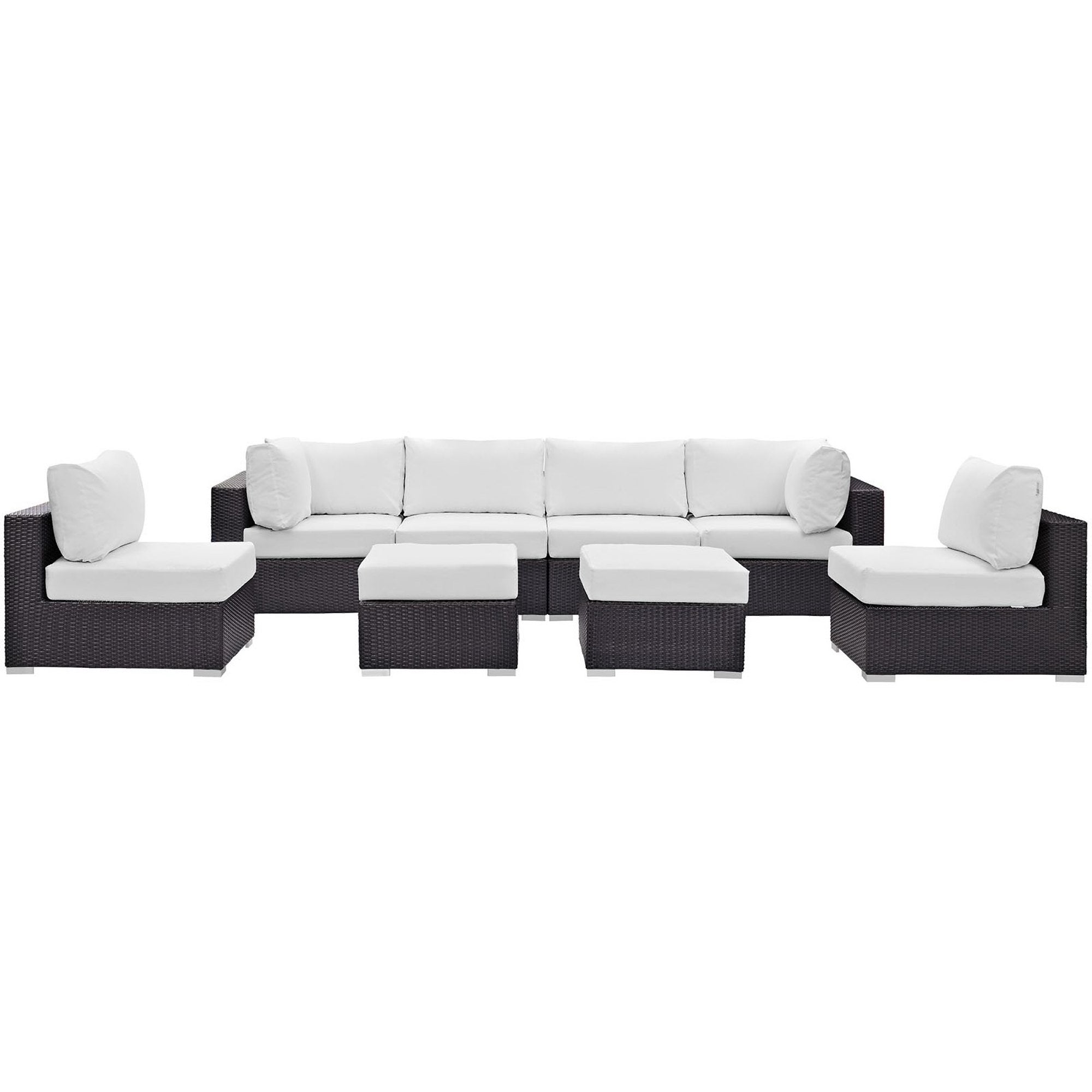 Convene 8 Piece Outdoor Patio Sectional Set, Espresso White