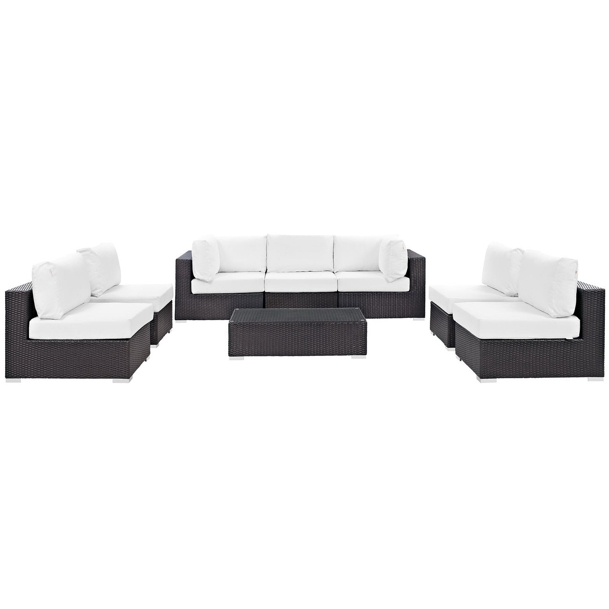 Convene 8 Piece Outdoor Patio Sectional Set, Espresso White
