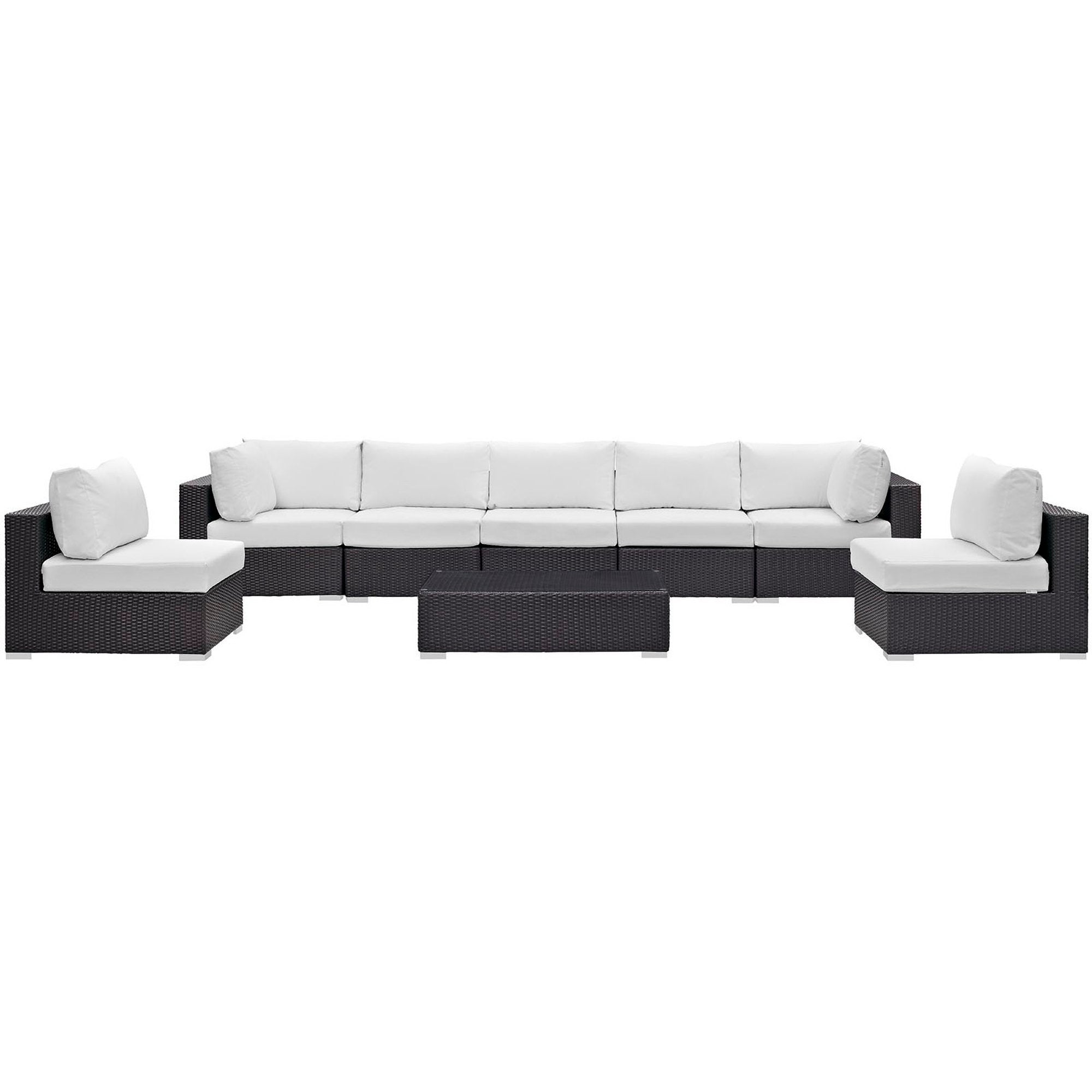 Convene 8 Piece Outdoor Patio Sectional Set, Espresso White