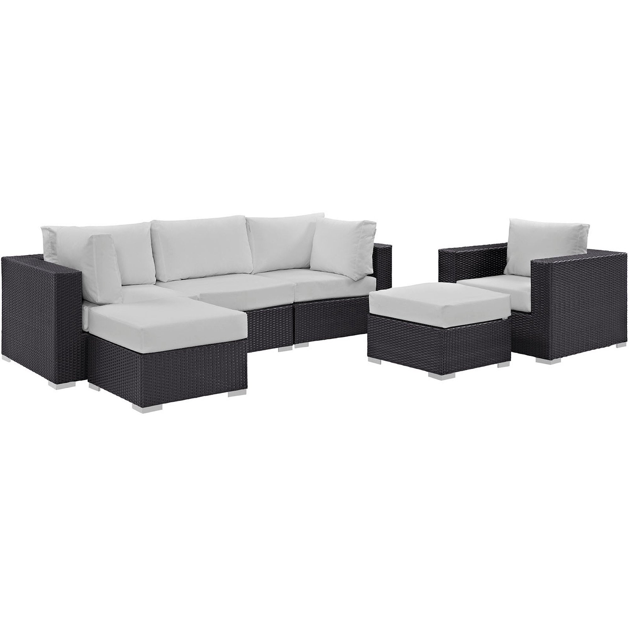 Convene 6 Piece Outdoor Patio Sectional Set, Espresso White