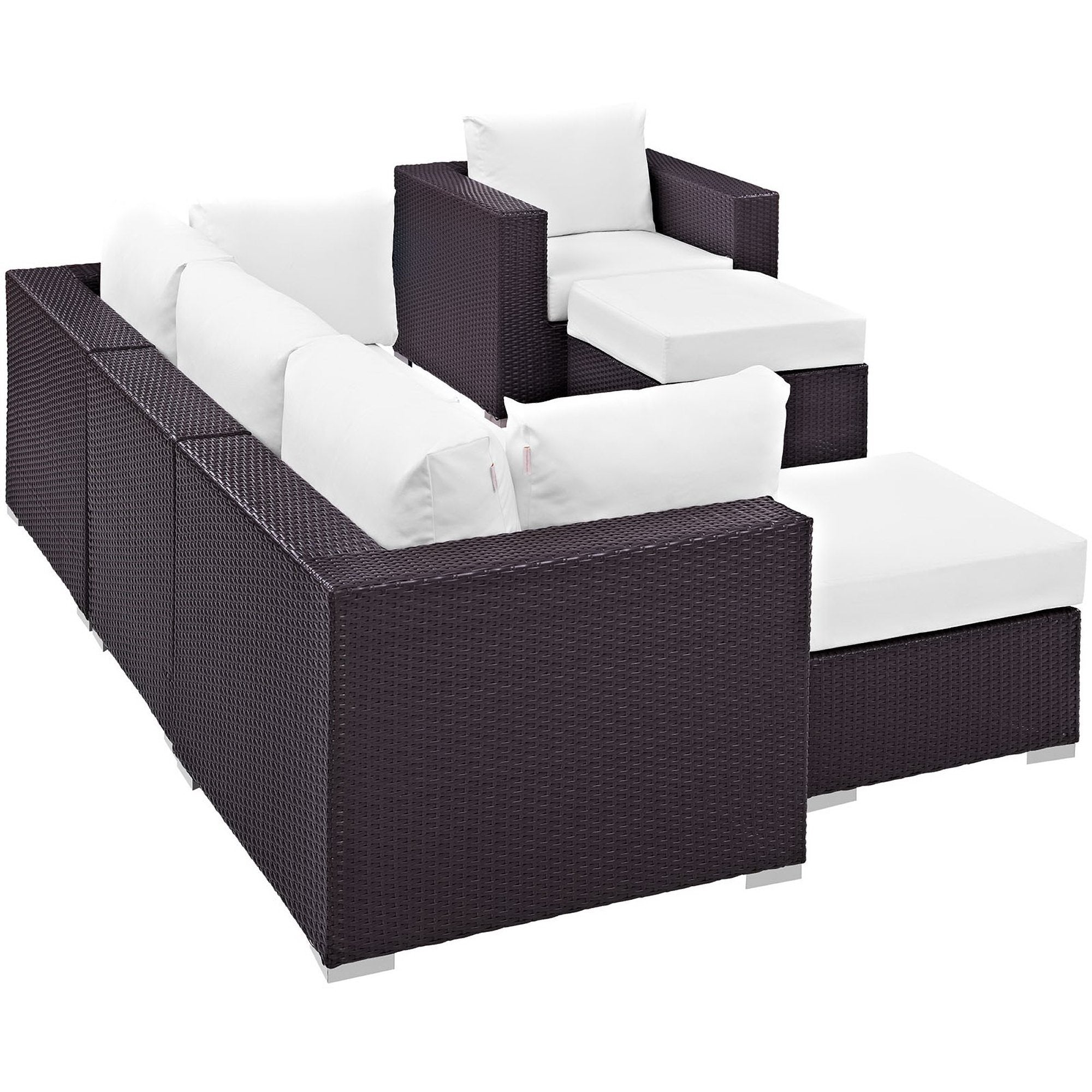 Convene 6 Piece Outdoor Patio Sectional Set, Espresso White