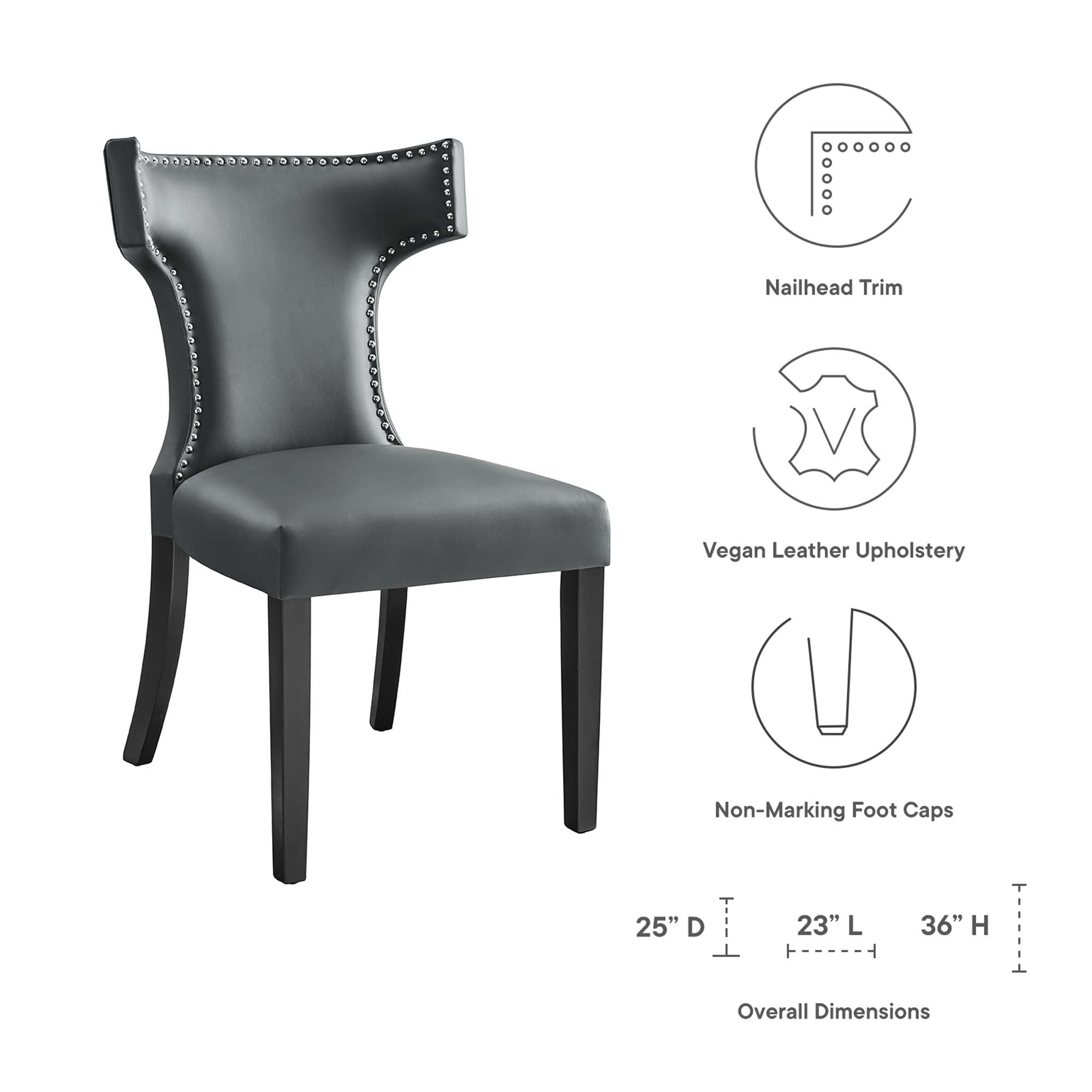 Curve Vegan Leather Dining Chair, Gray