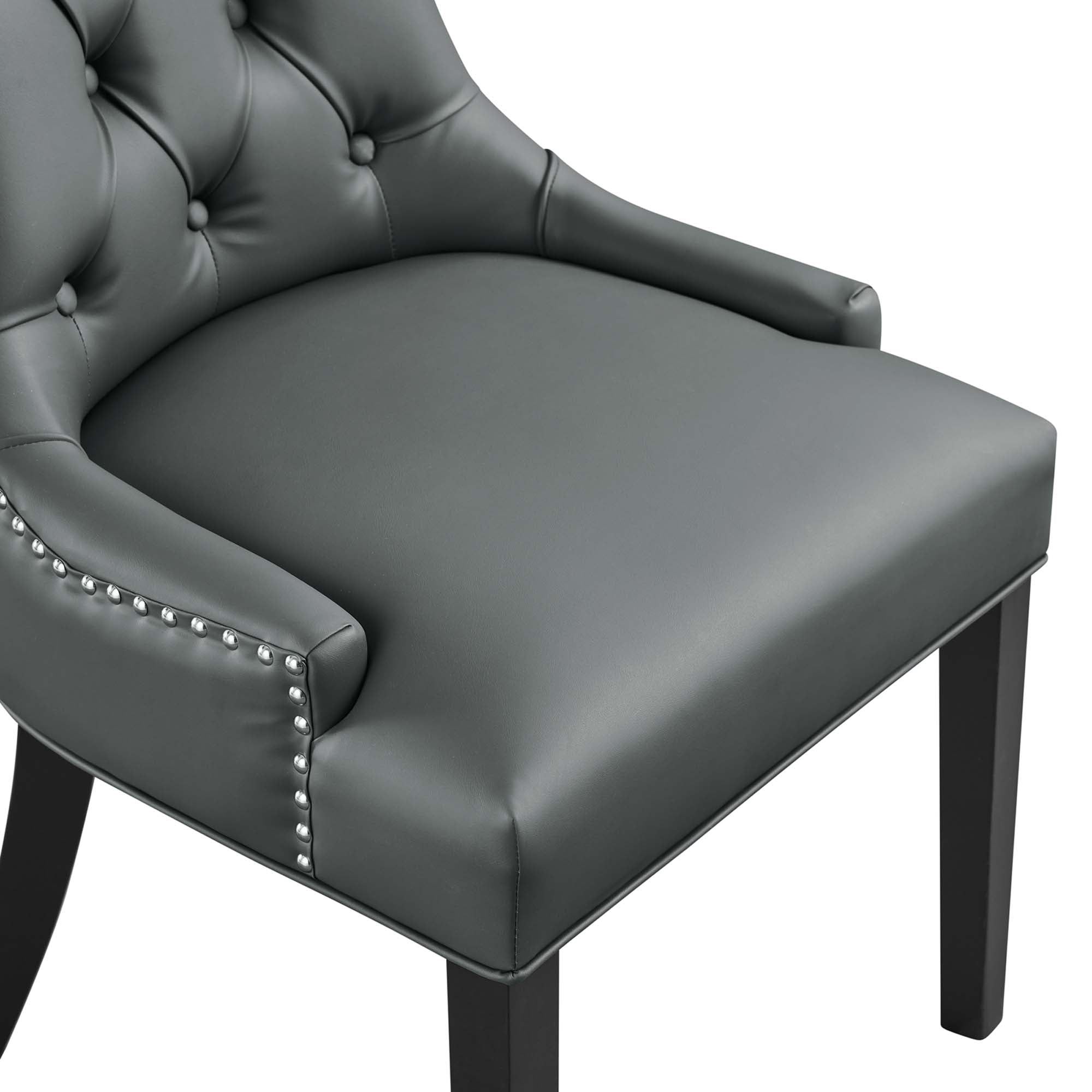 Regent Tufted Vegan Leather Dining Chair, Gray
