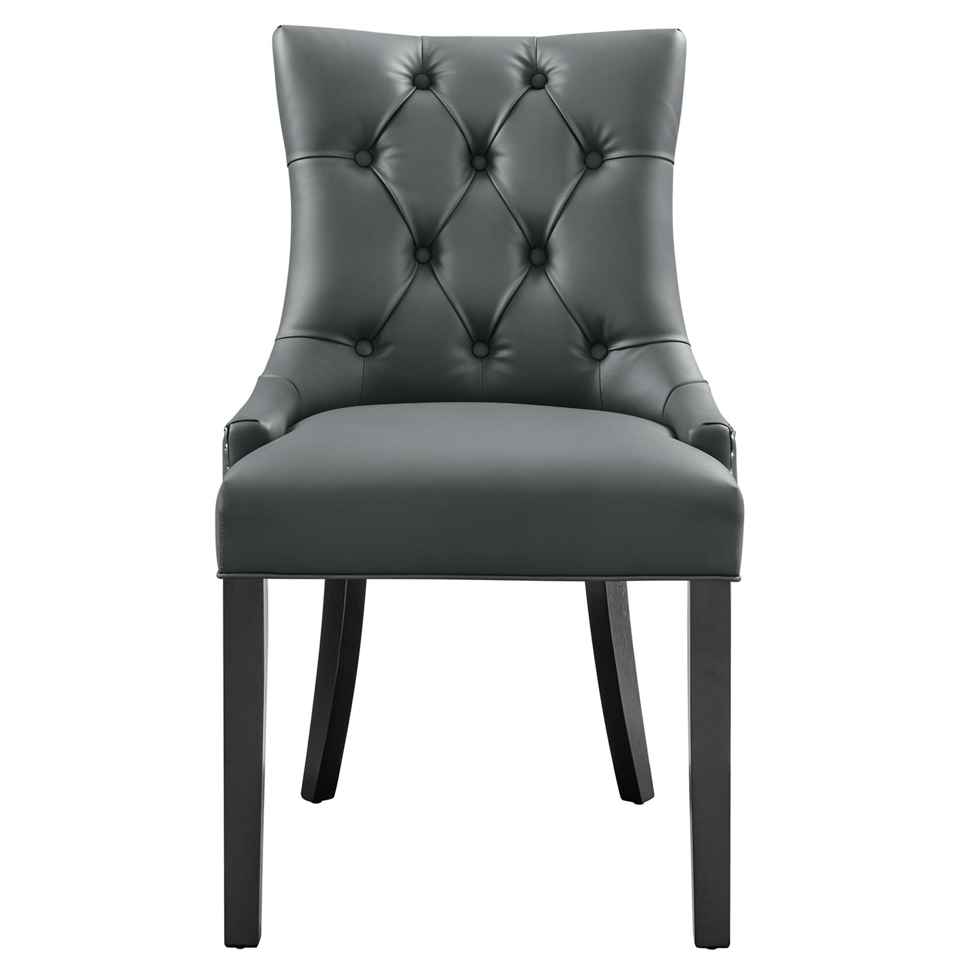 Regent Tufted Vegan Leather Dining Chair, Gray
