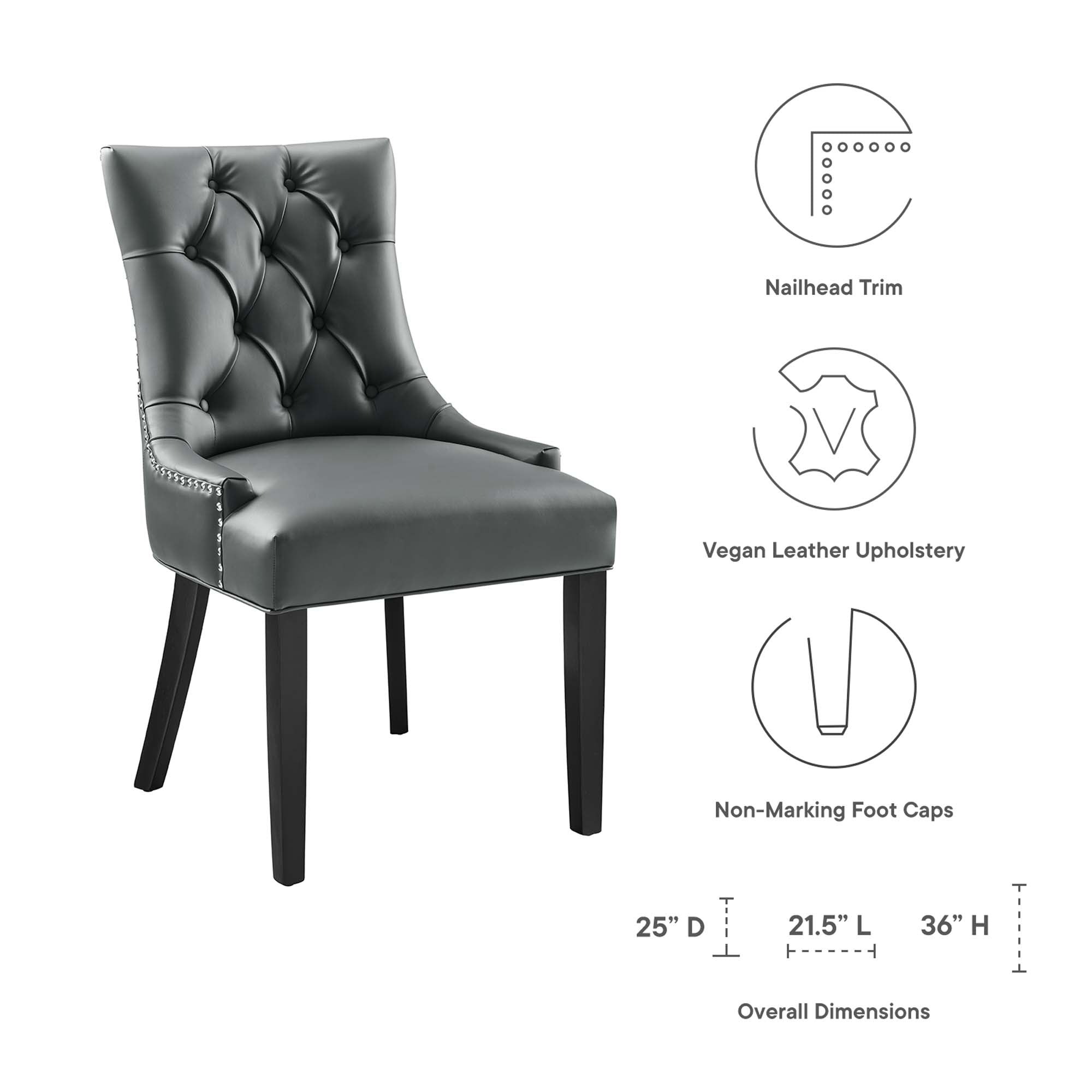 Regent Tufted Vegan Leather Dining Chair, Gray