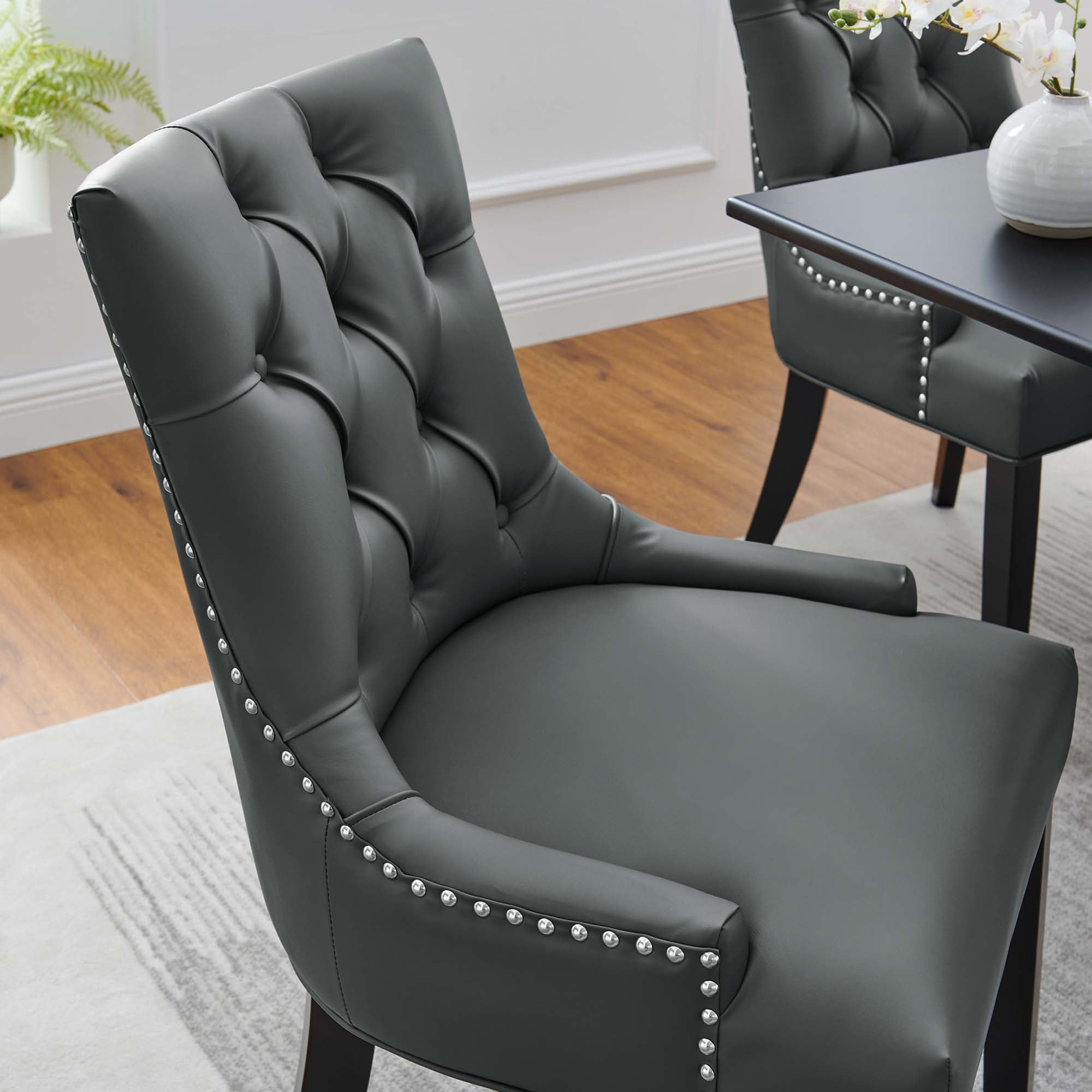 Regent Tufted Vegan Leather Dining Chair, Gray