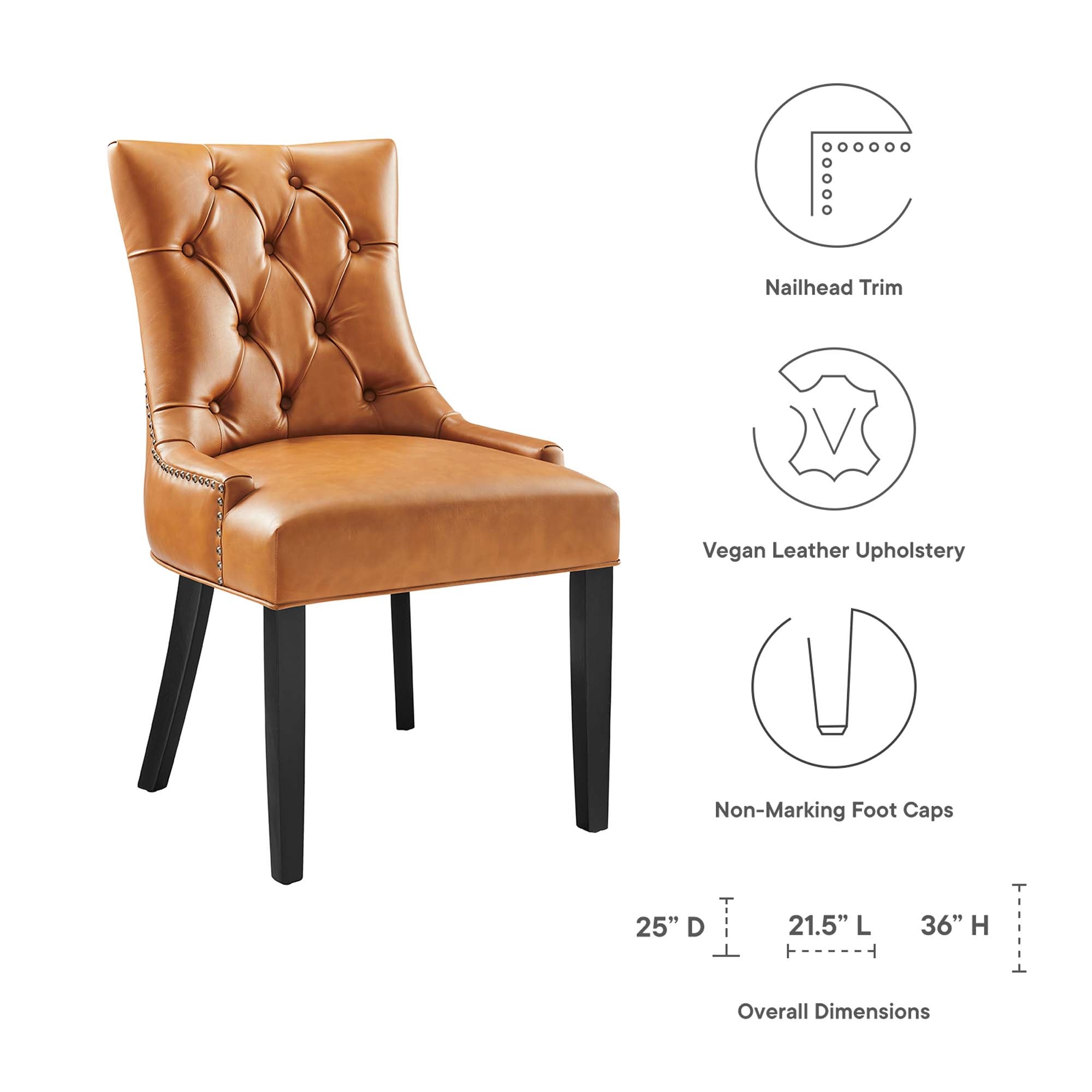 Regent Tufted Vegan Leather Dining Chair, Tan